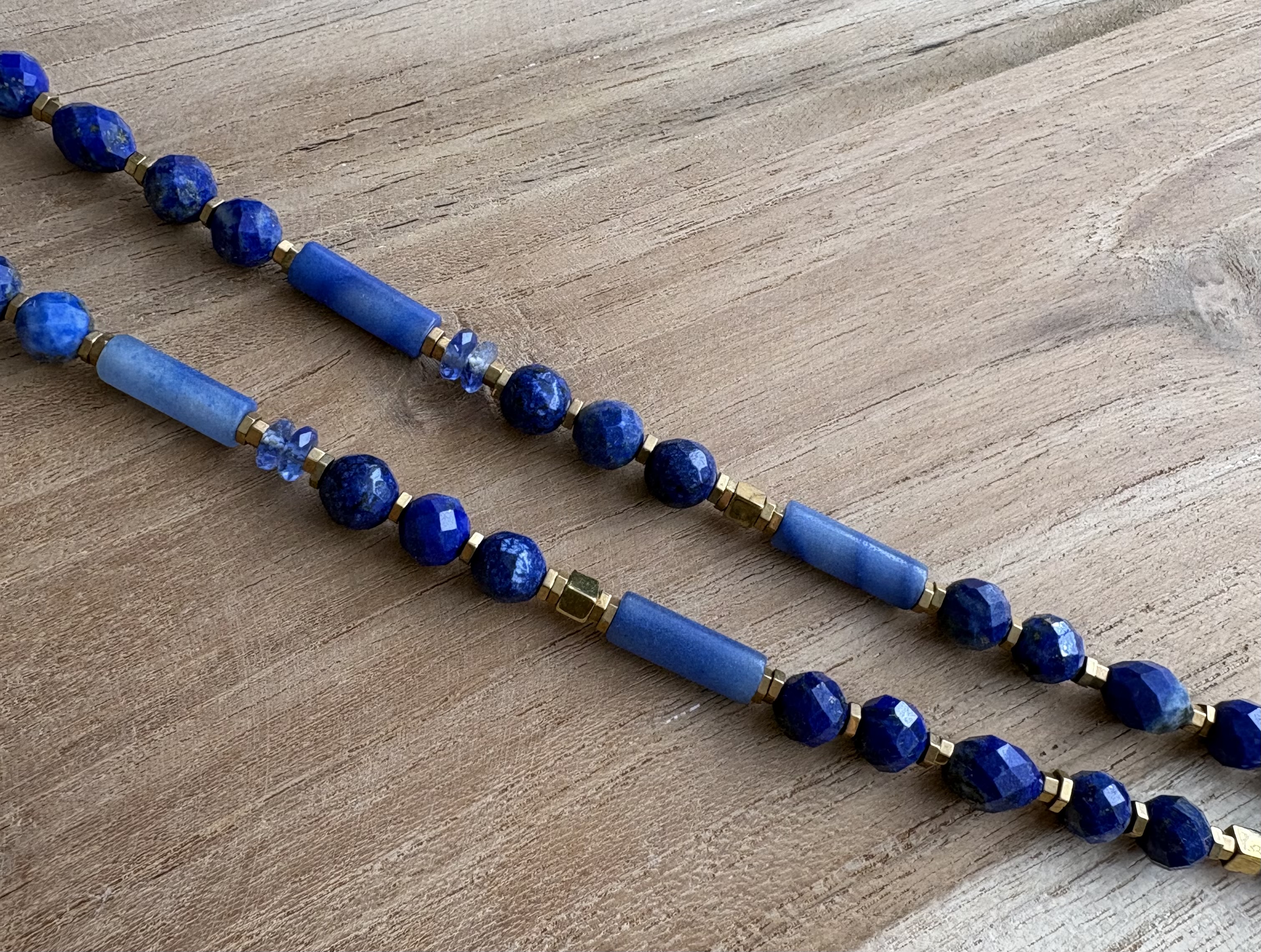 Naszyjnik Cornflower blue dream/lapis lazuli/awenturyn/kianit/hematyt
