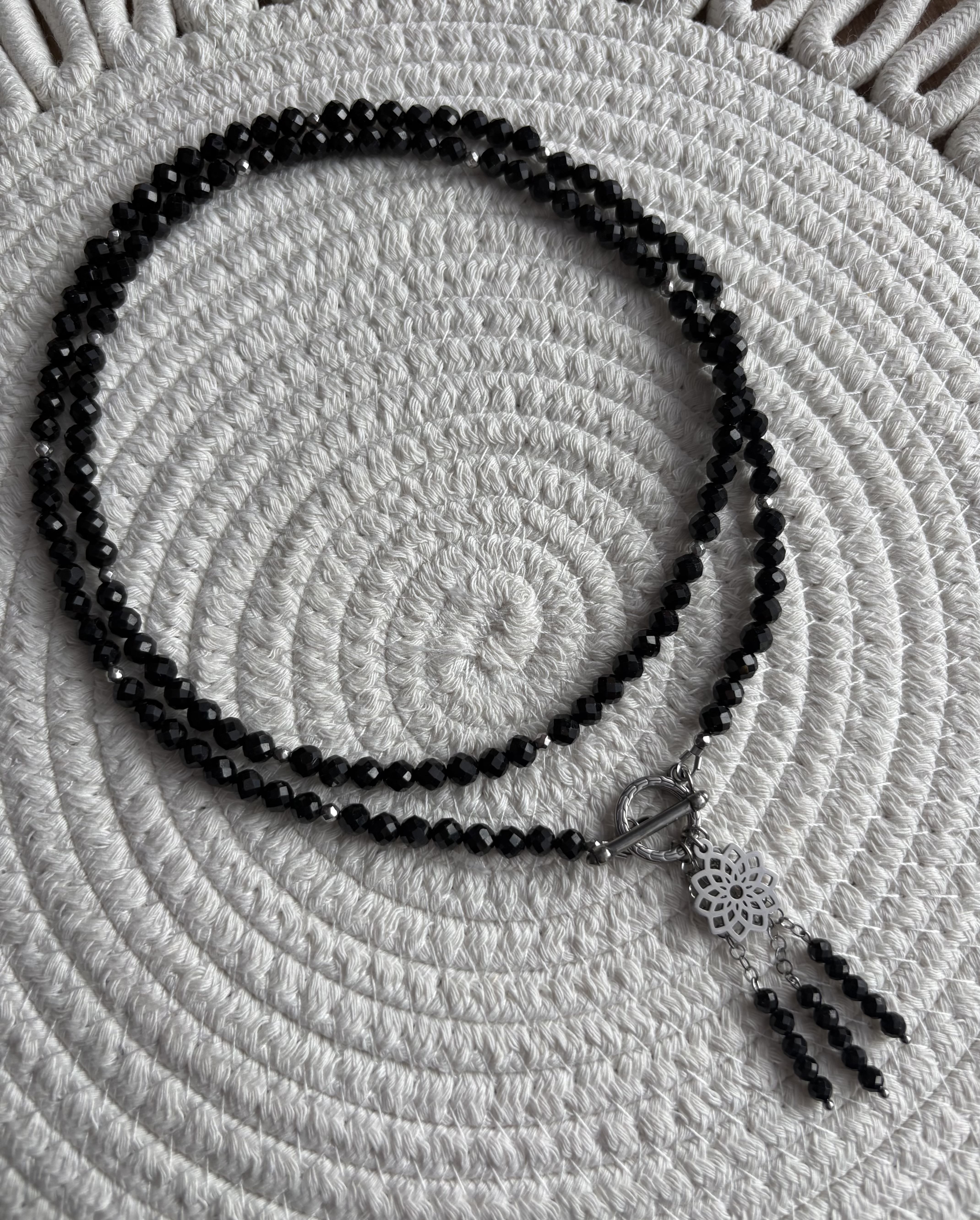 Naszyjnik Deep black spark/ czarny turmalin/spinel/hematyt