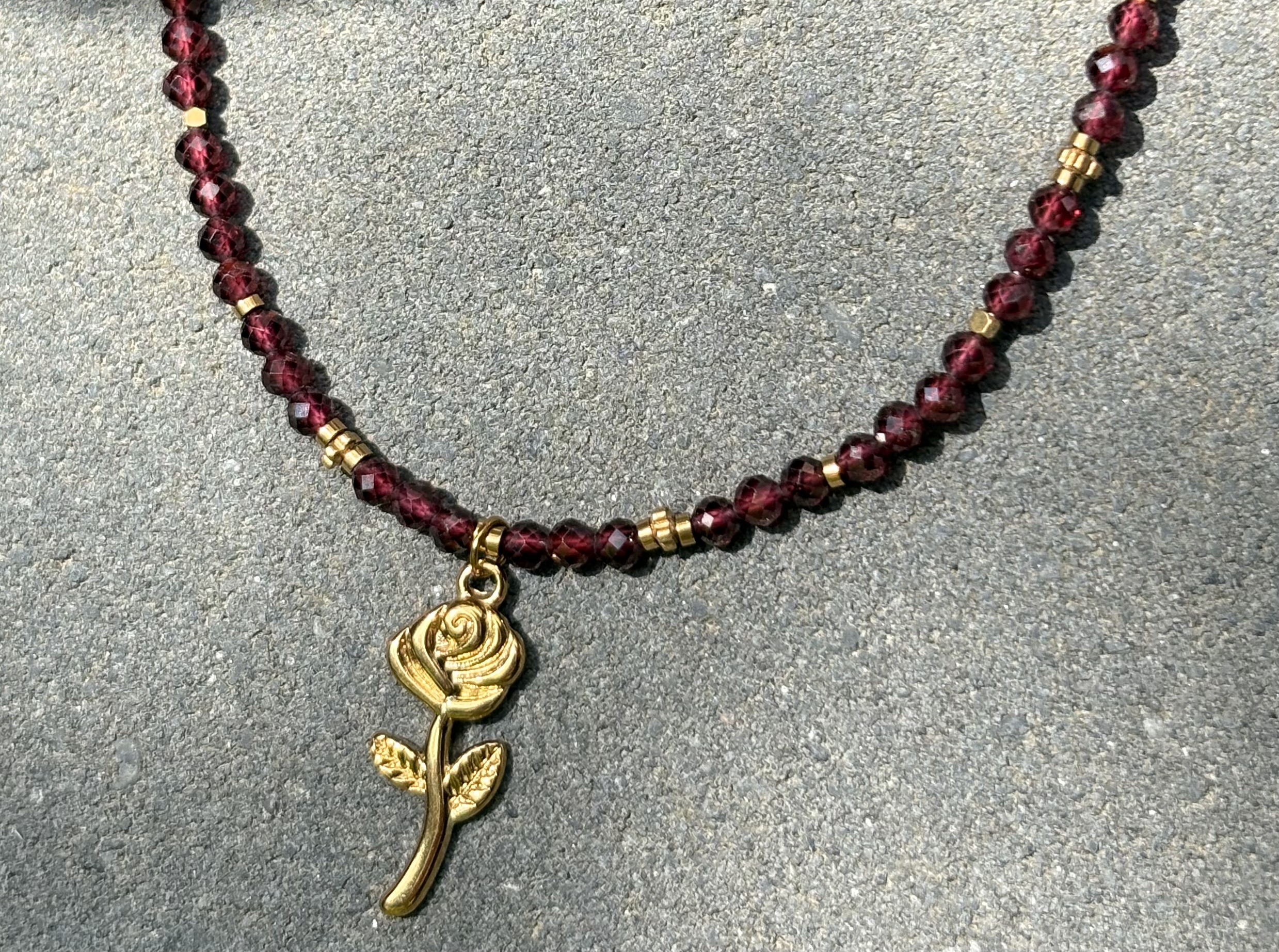 Naszyjnik Passion Rose/granat/hematyt
