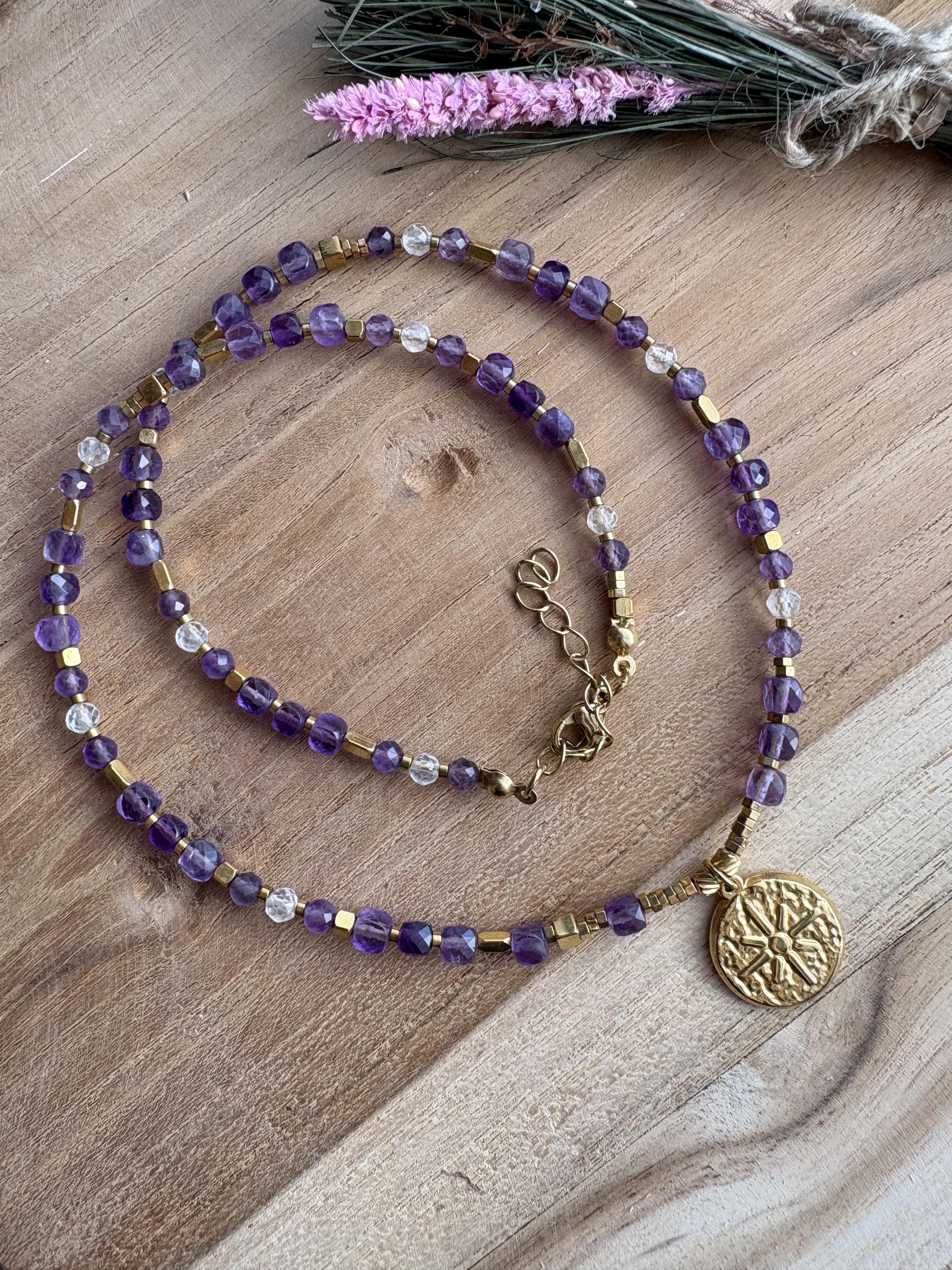 Naszyjnik Majestic Amethyst Polaria/ametyst/kryształ górski/hematyt