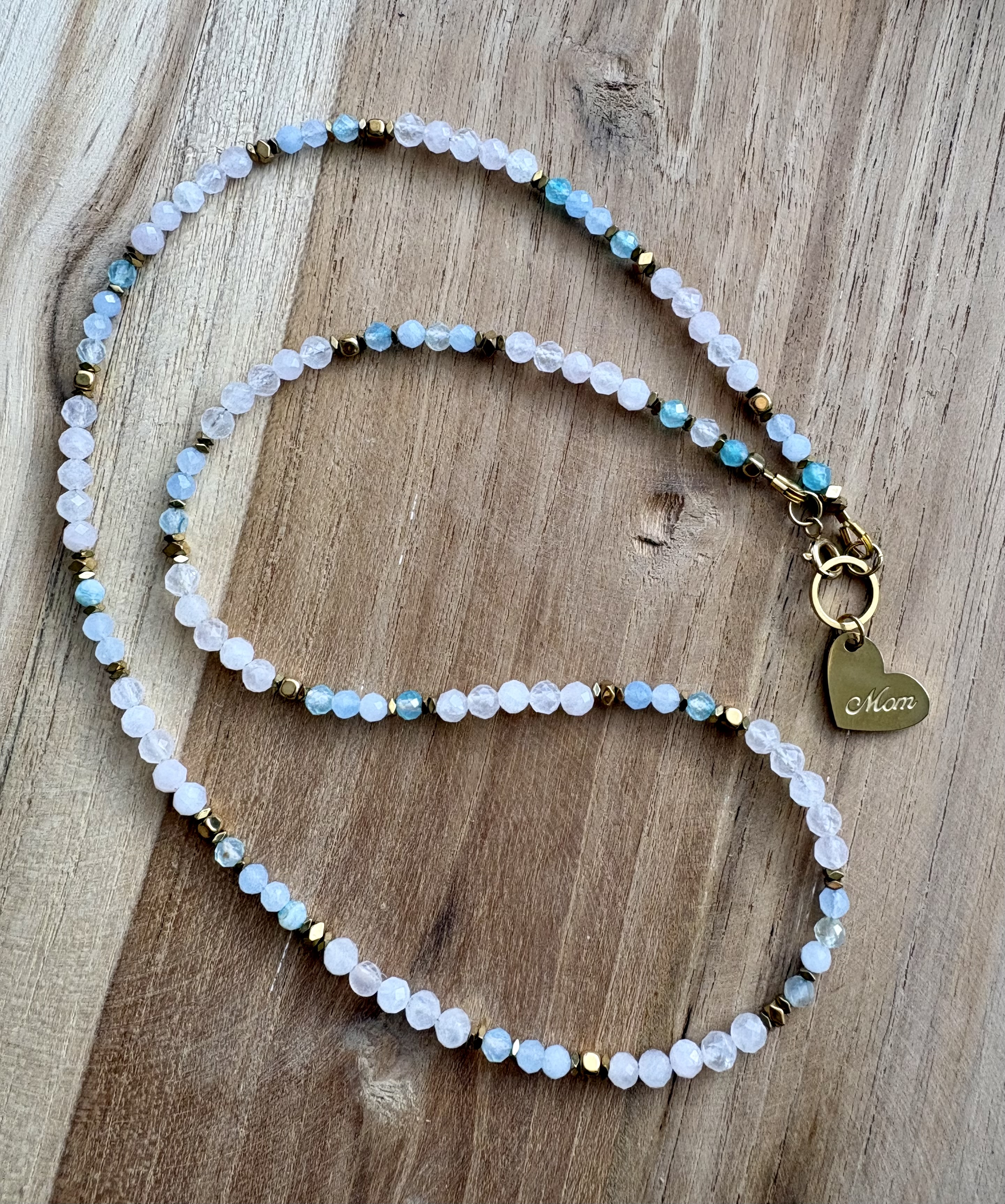Naszyjnik Delicate Elegance/kwarc różowy/akwamaryn/agat/hematyt