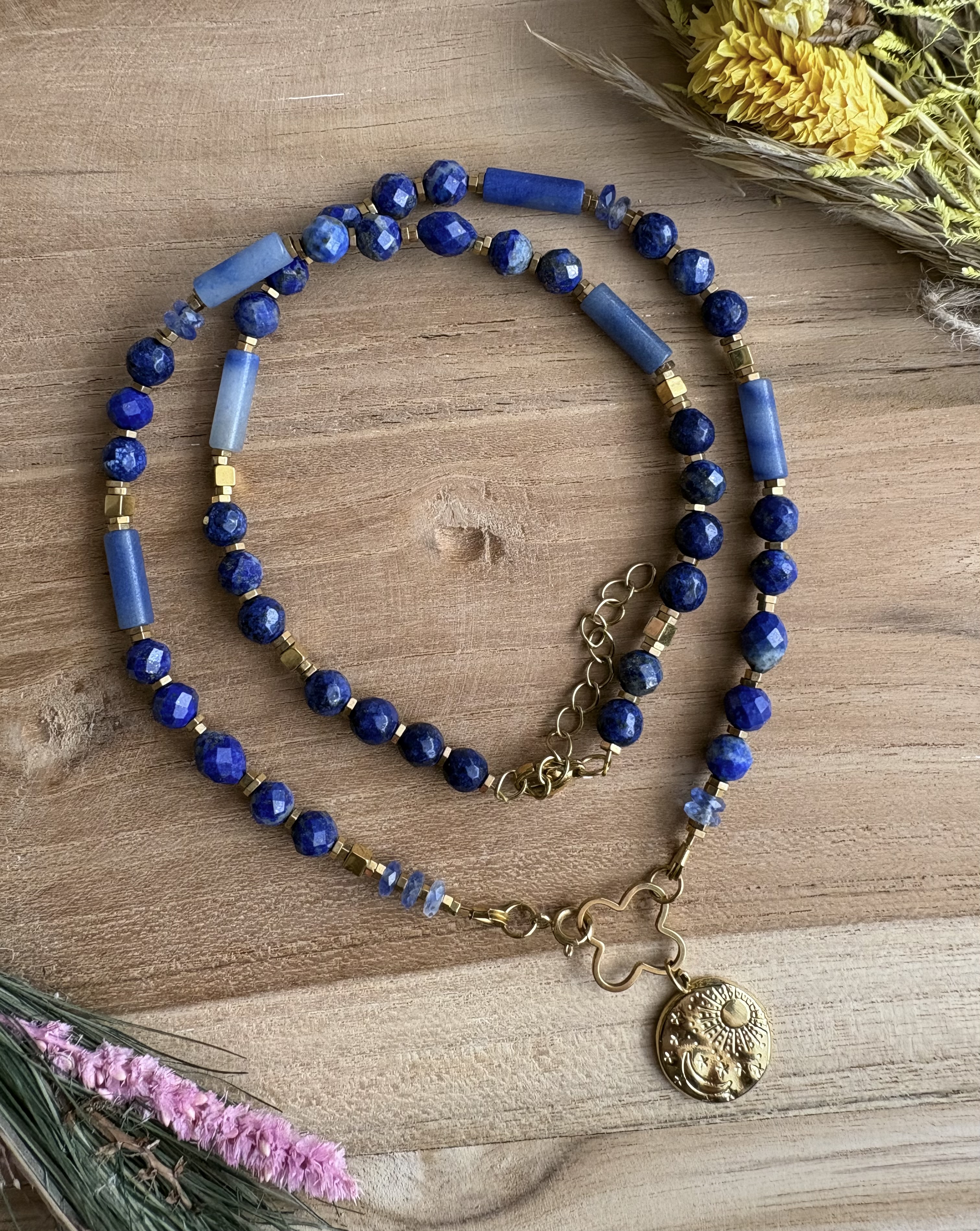 Naszyjnik Cornflower blue dream/lapis lazuli/awenturyn/kianit/hematyt