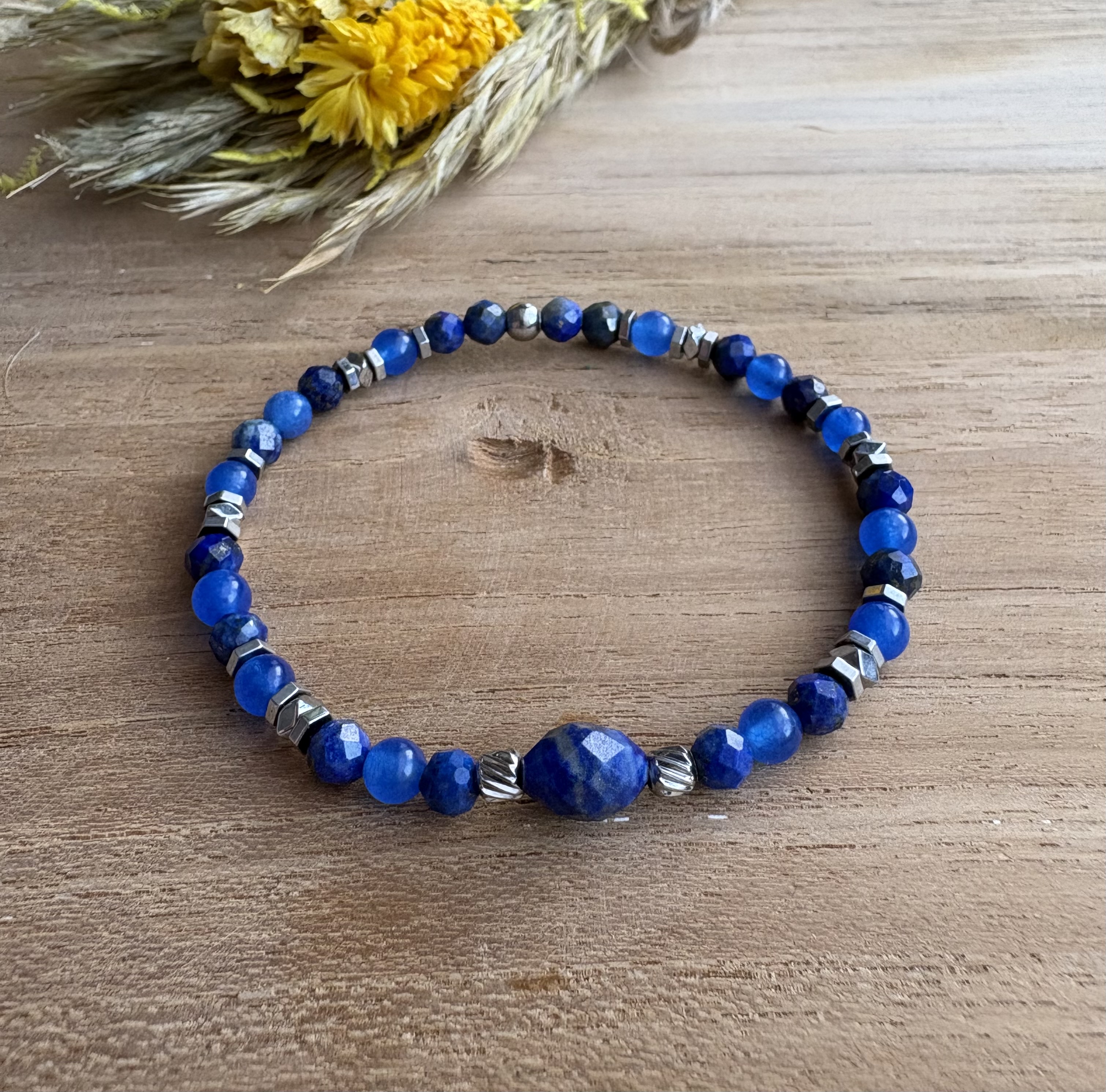 Bransoletka Lazuria/ lapis lazuli/agat/hematyt