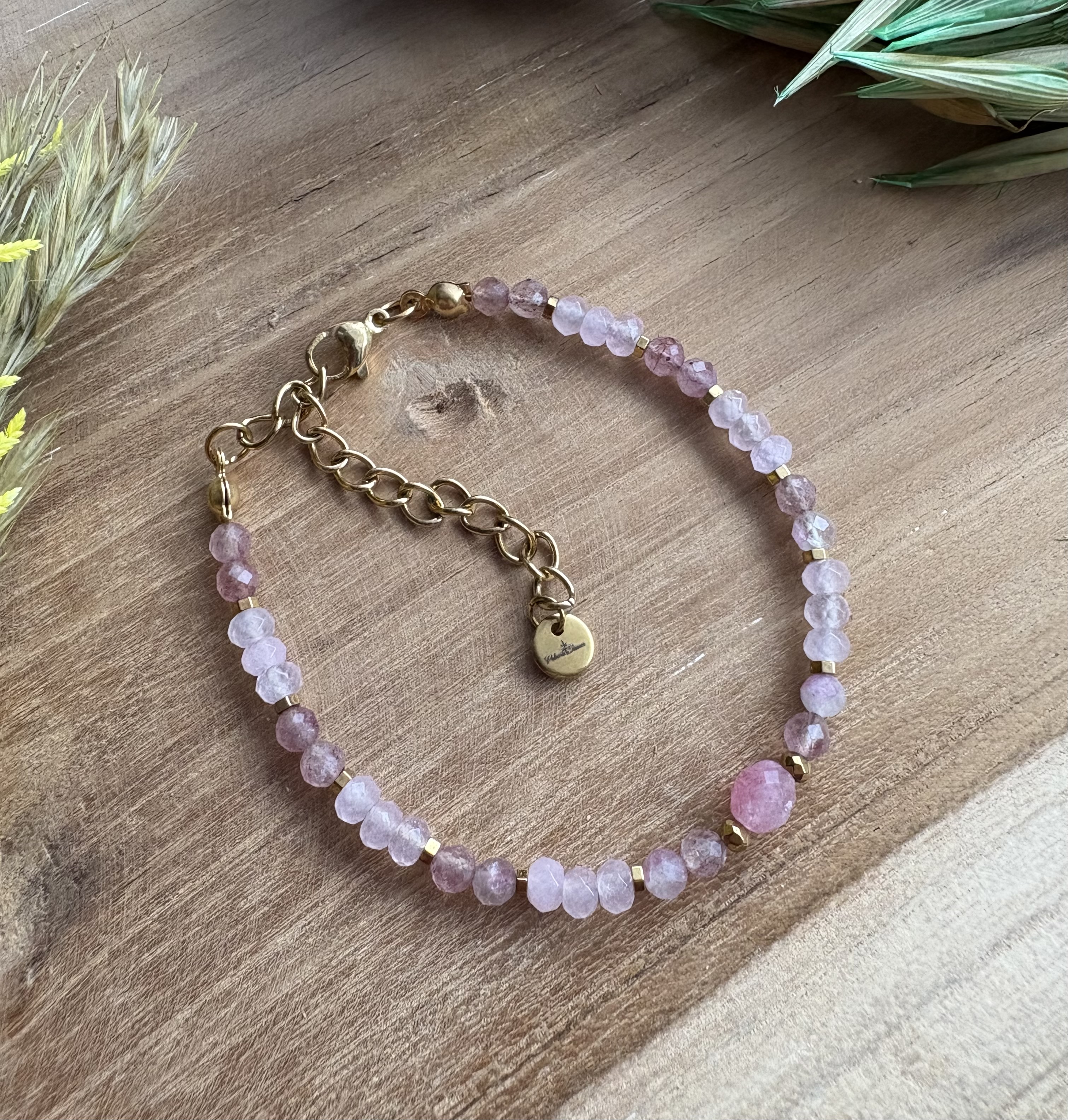 Bransoletka Soft Rose /kwarc różowy/truskawkowy/turmalin/hematyt