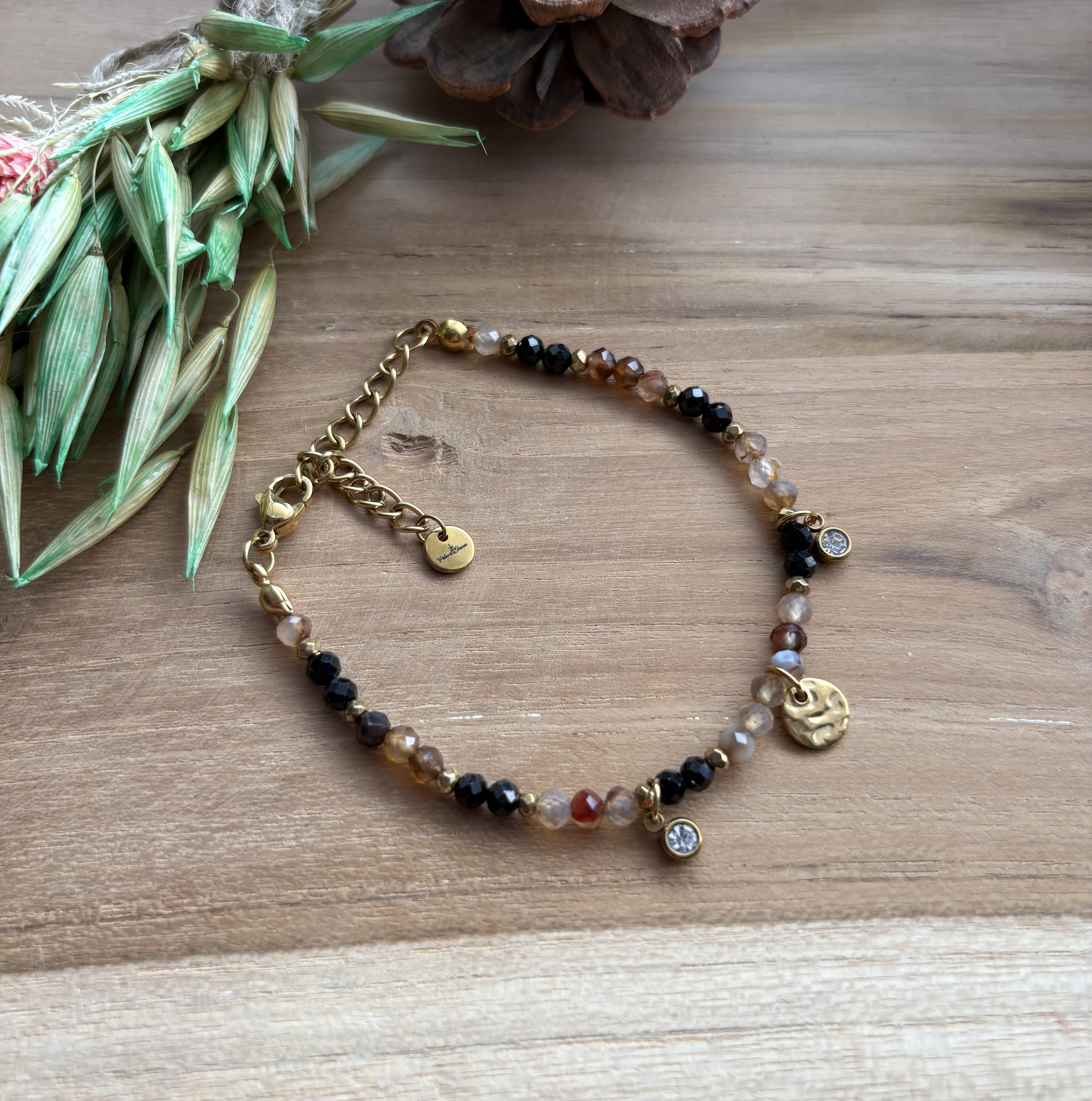 Bransoletka Coffee mood /agat kawowy/czarny turmalin/hematyt