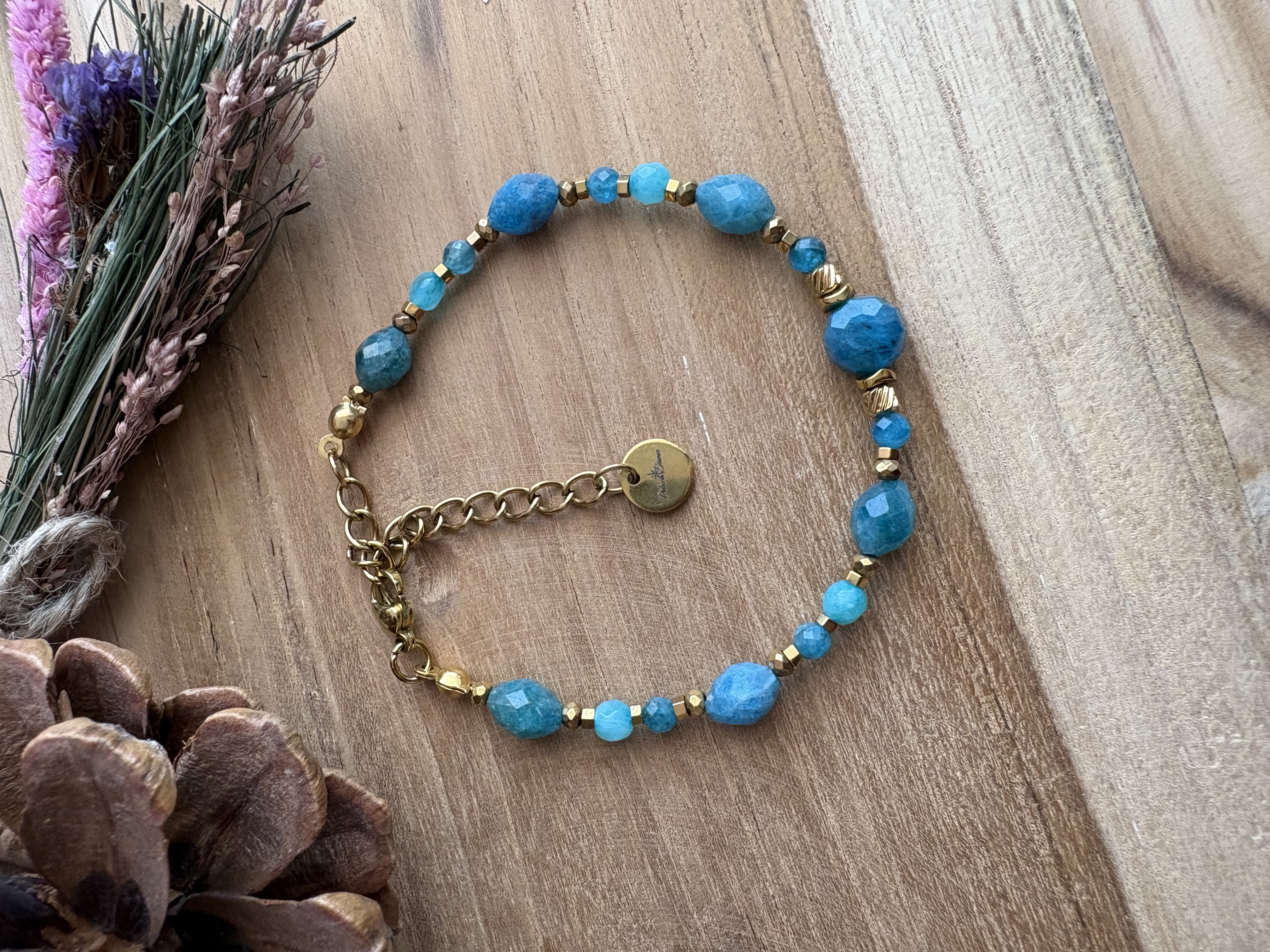 Bransoletka Premium/ apatyt/hematyt złocony