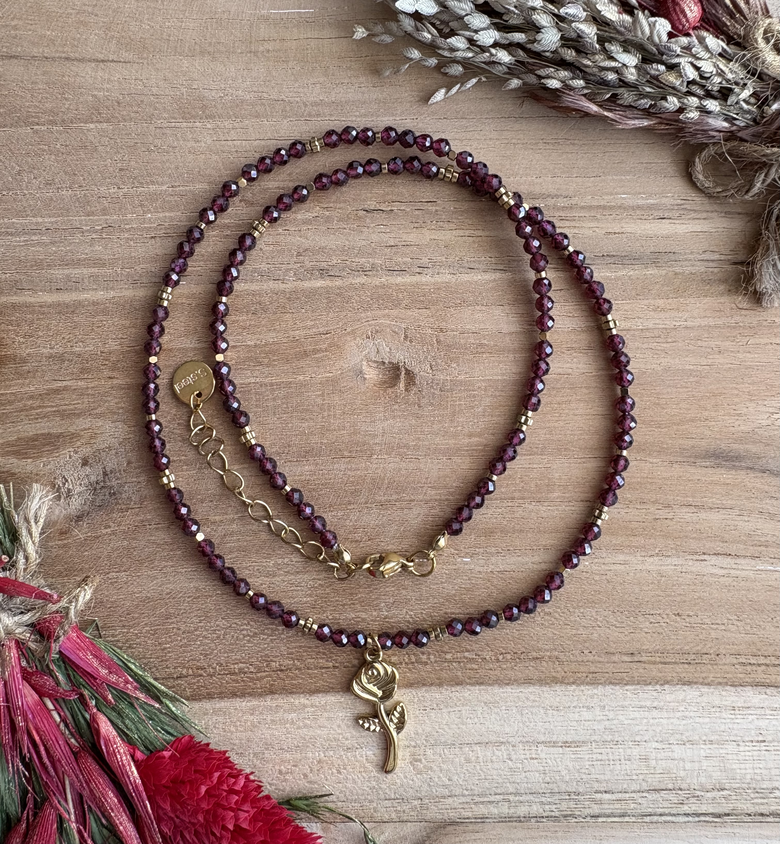 Naszyjnik Passion Rose/granat/hematyt