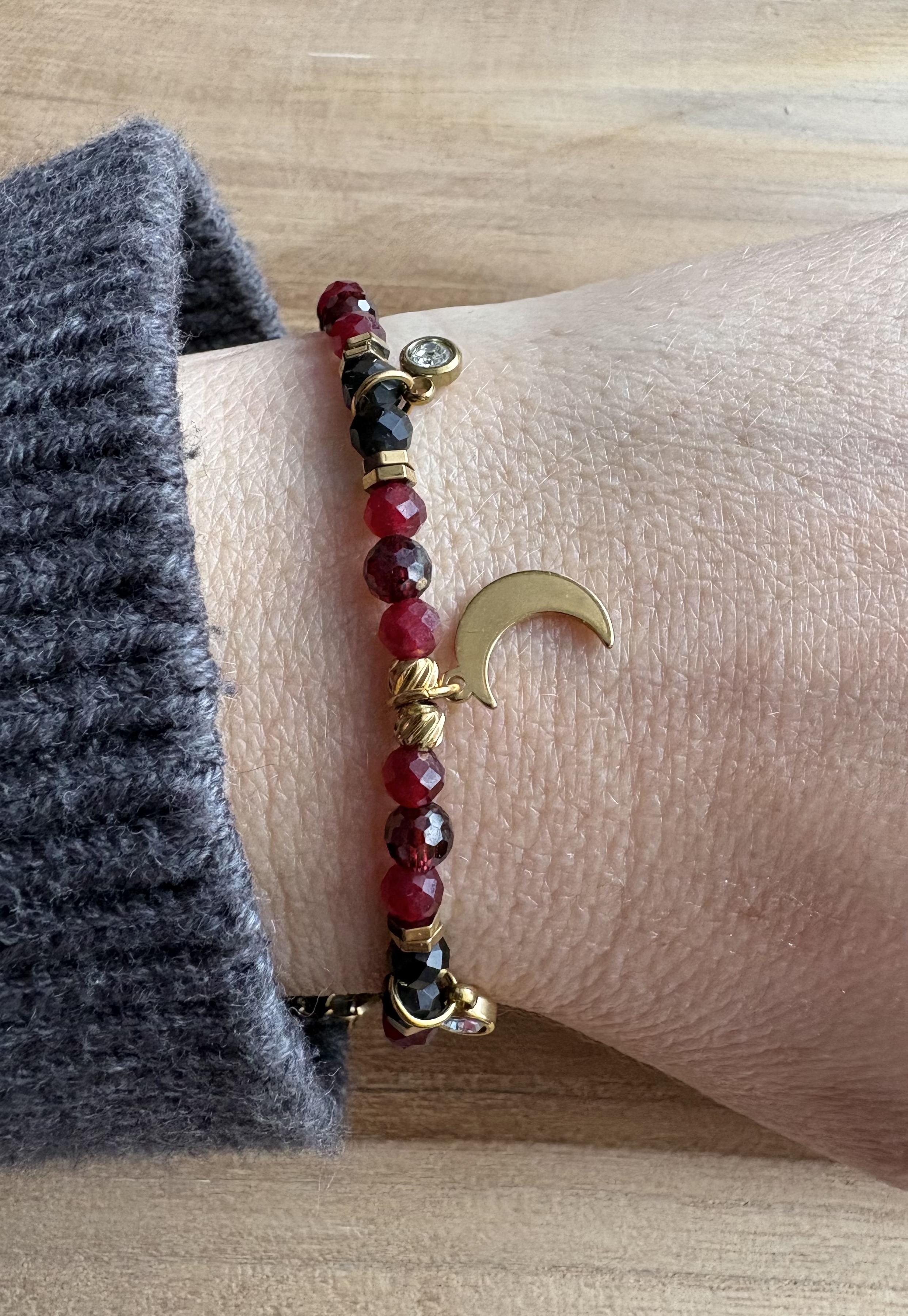 Bransoletka Red Moon/agat/granat/chalcedon/hematyt