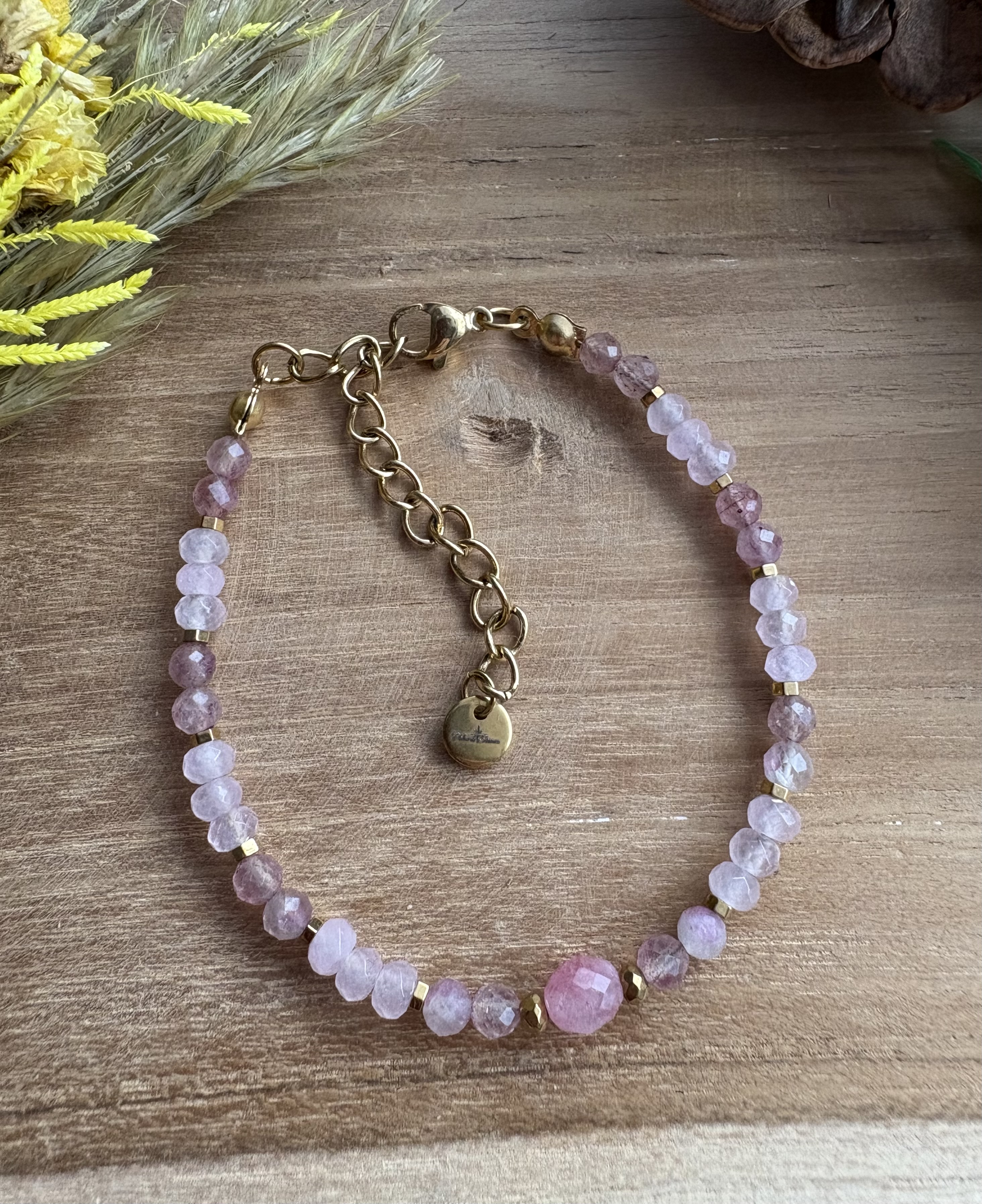 Bransoletka Soft Rose /kwarc różowy/truskawkowy/turmalin/hematyt