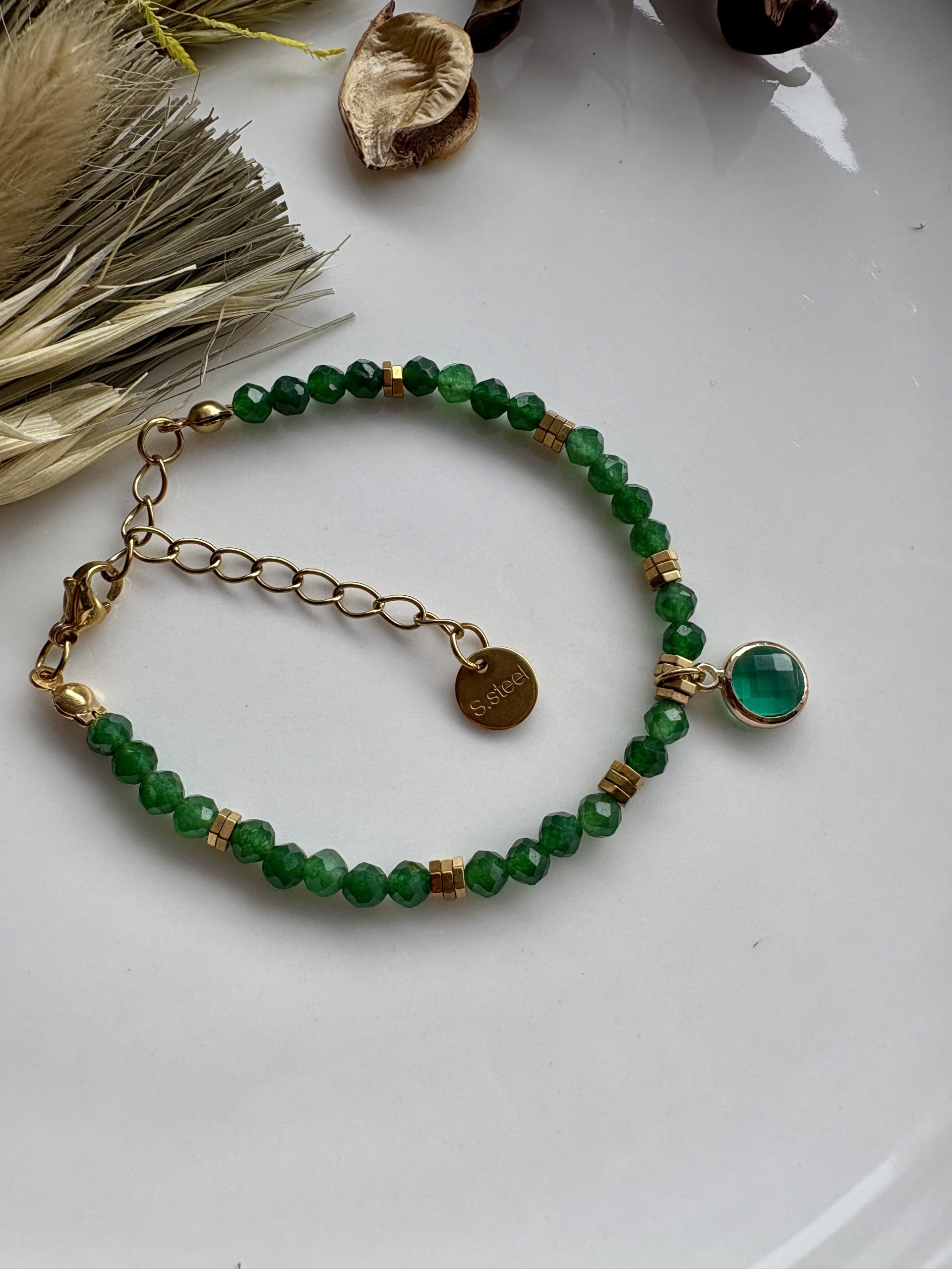 Bransoletka z zielonym agatem - Judith
