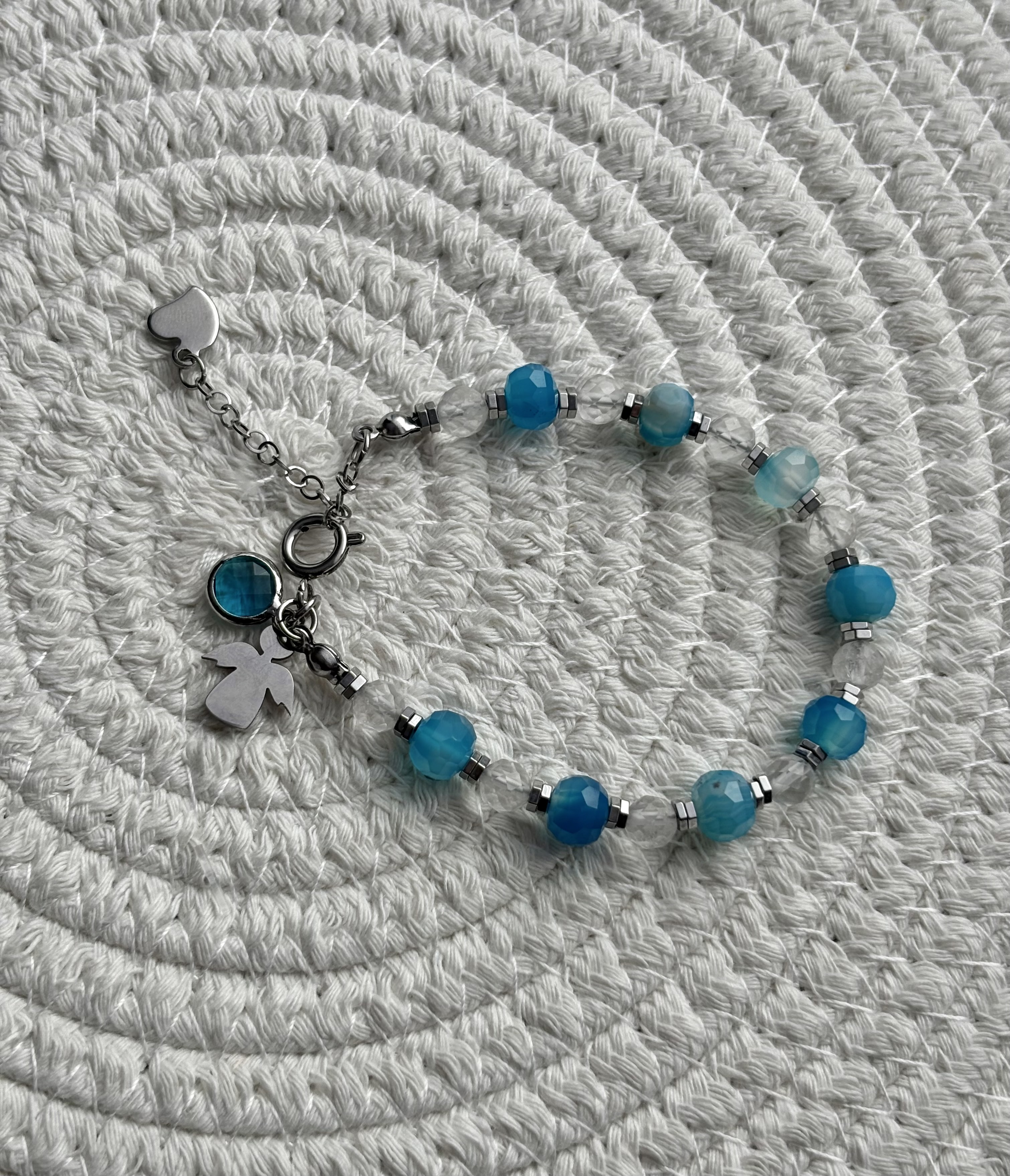 Bransoletka Angelic peace/ agat/ kryształ górski/ hematyt