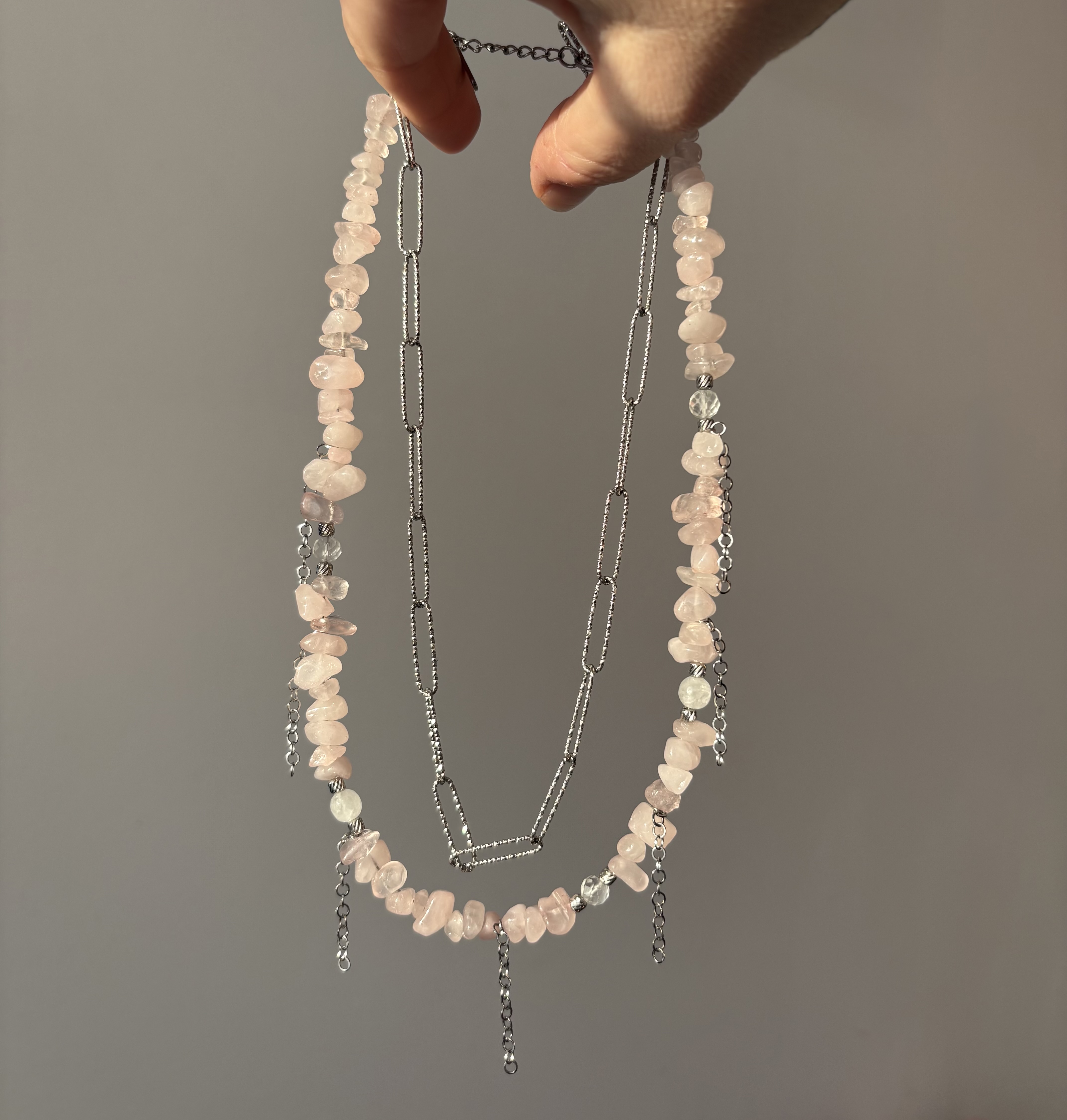 Kolia Rosy Queen/ kwarc różowy/ kryształ górski 