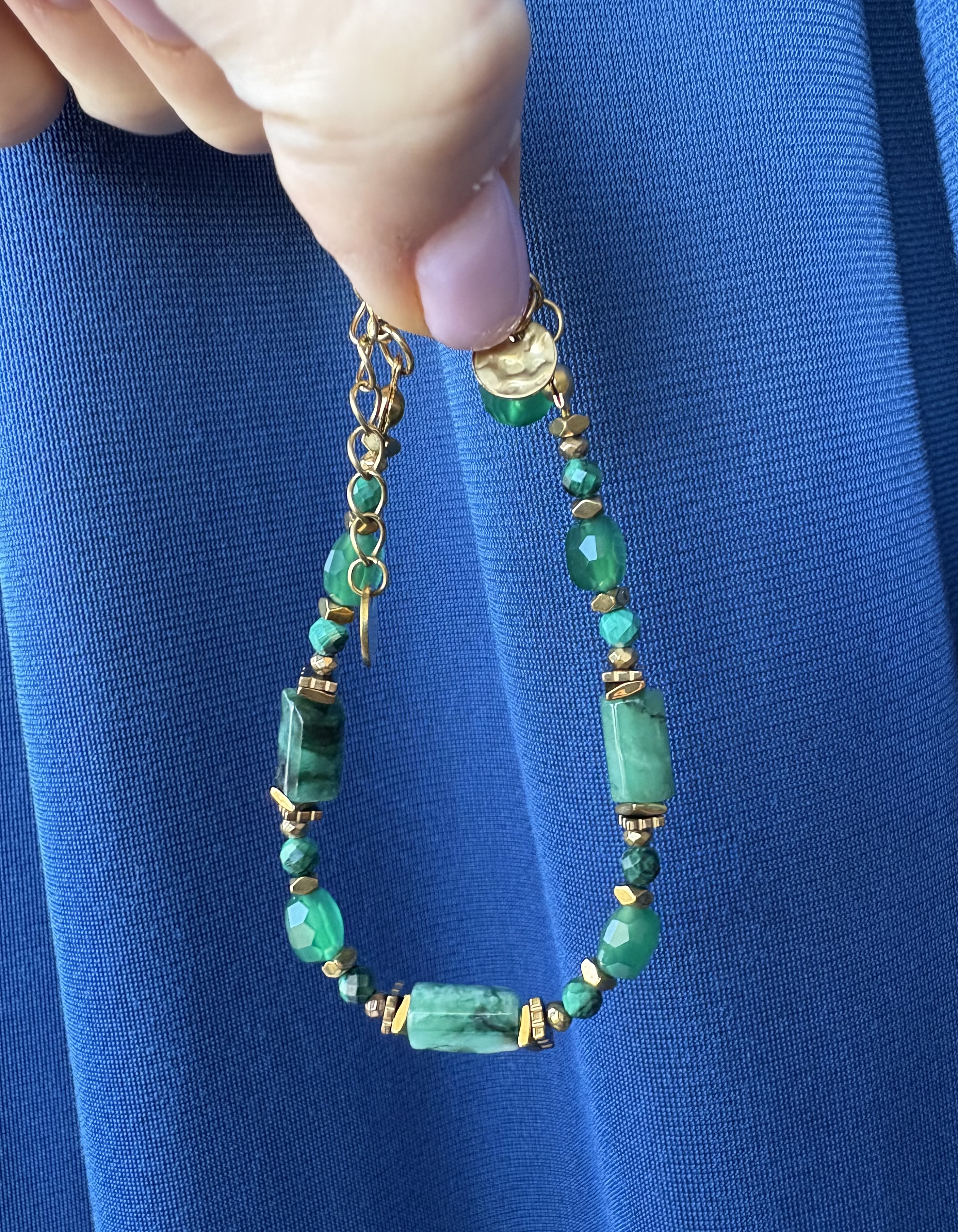 Bransoletka Majestic Emerald /premium/szmaragd/malachit/agat/hematyt złocony 