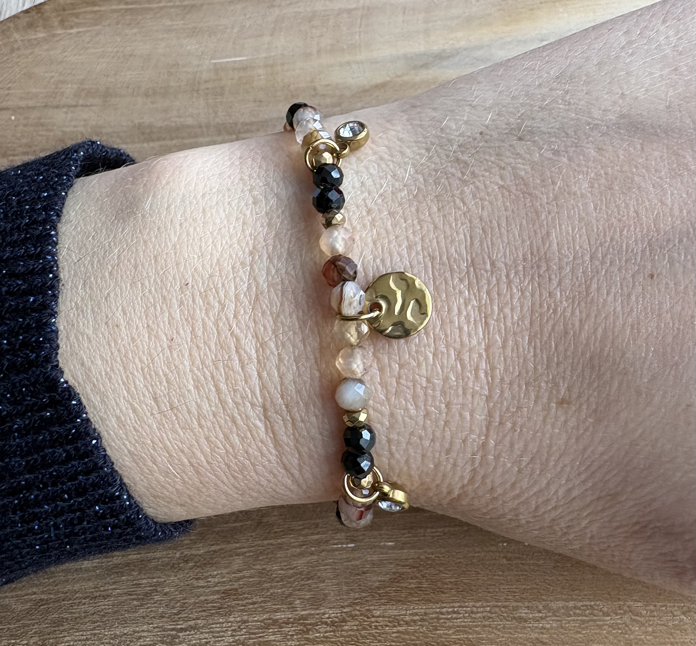 Bransoletka Coffee mood /agat kawowy/czarny turmalin/hematyt