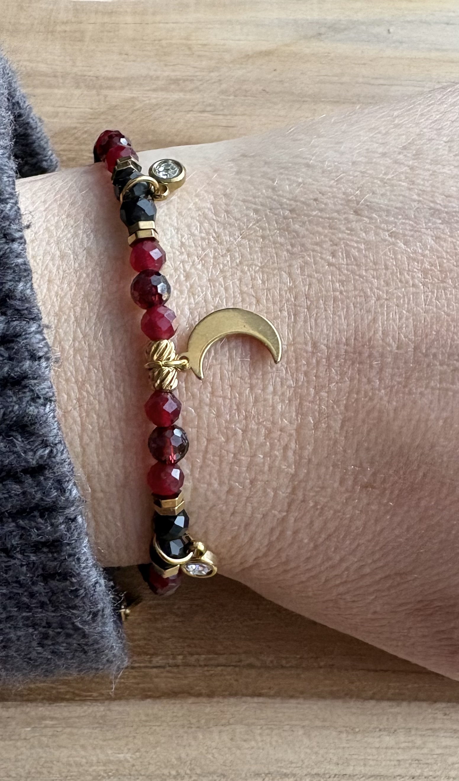 Bransoletka Red Moon/agat/granat/chalcedon/hematyt