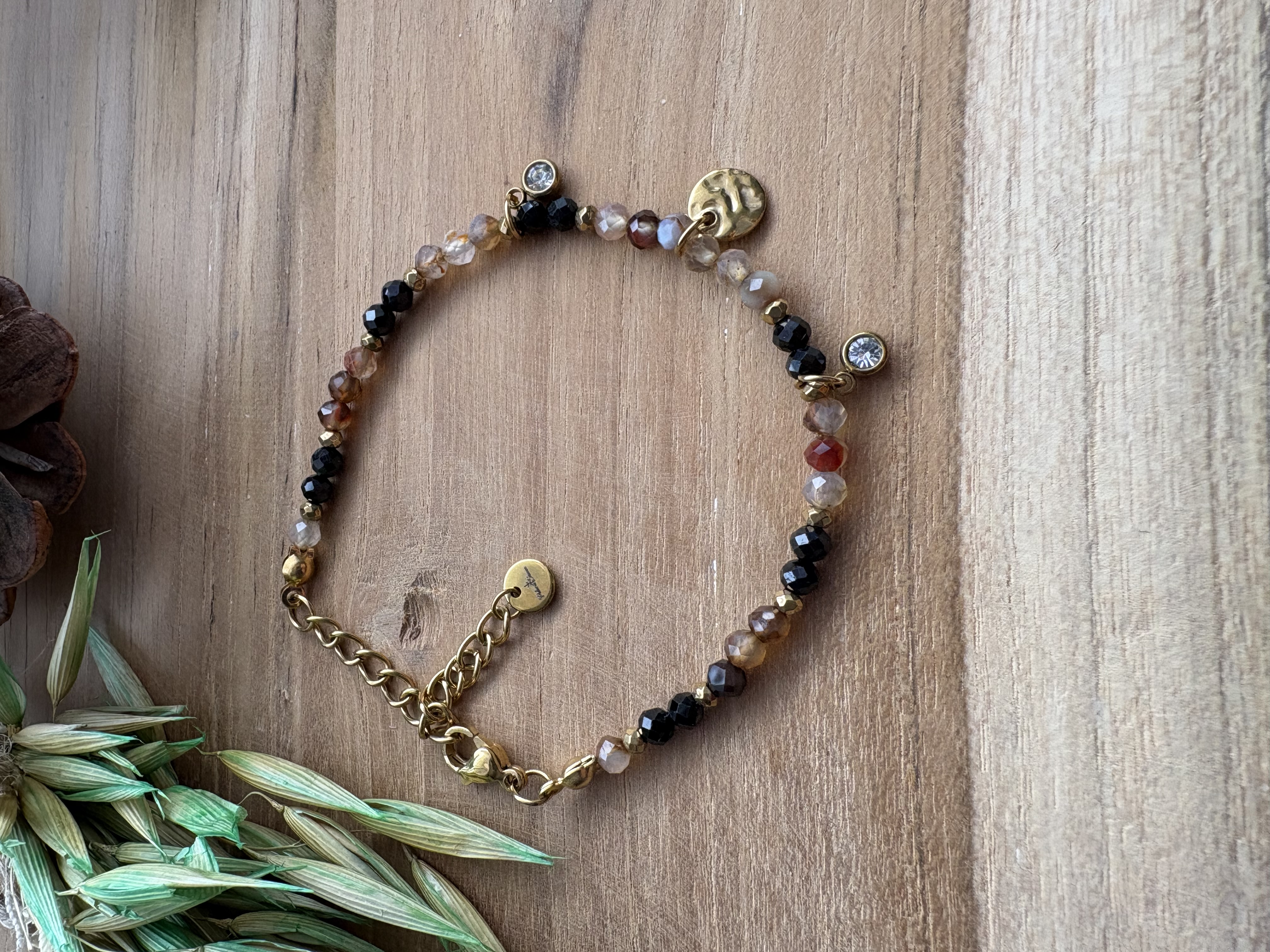 Bransoletka Coffee mood /agat kawowy/czarny turmalin/hematyt