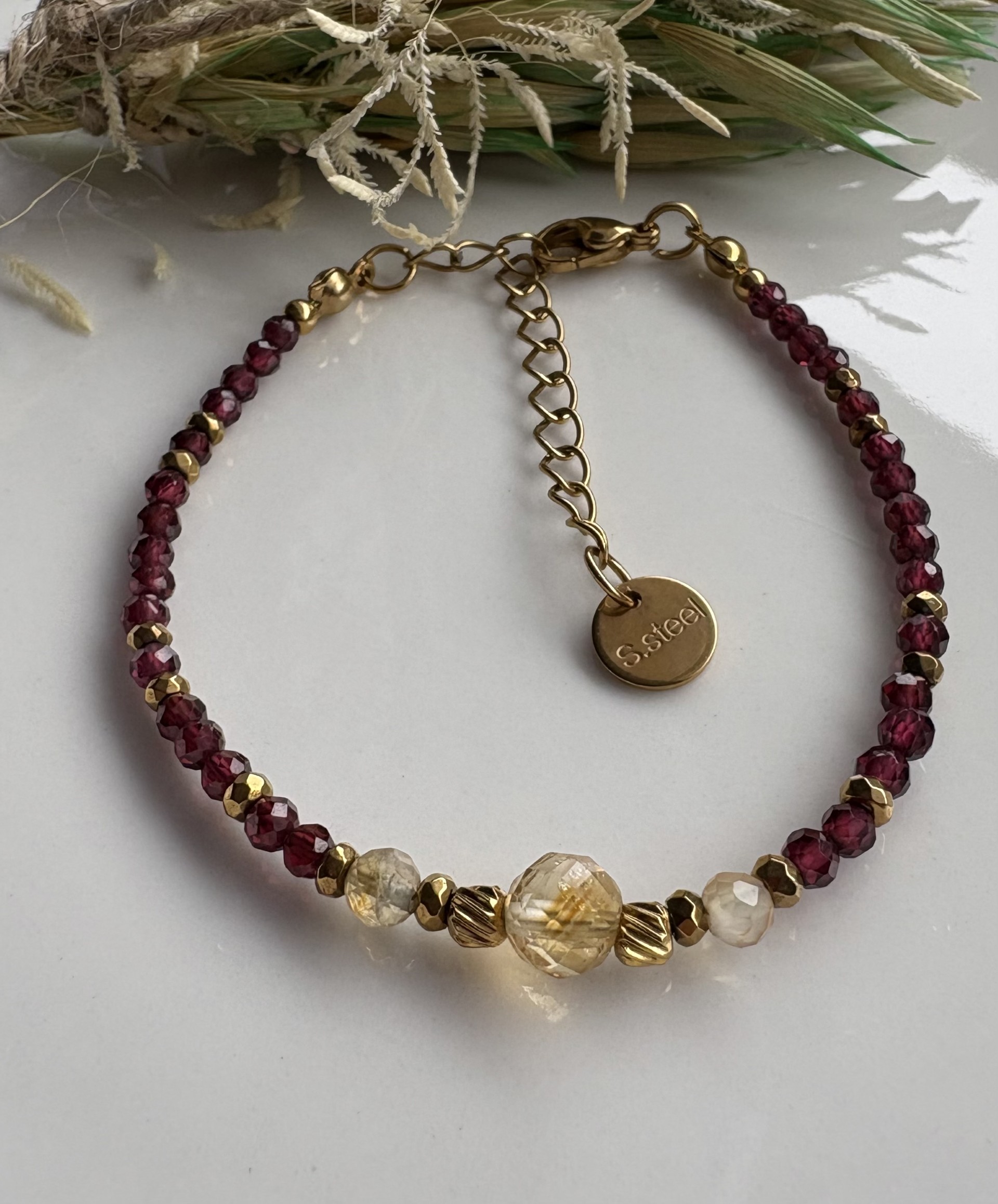 Bransoletka granat/cytryn - Alexa