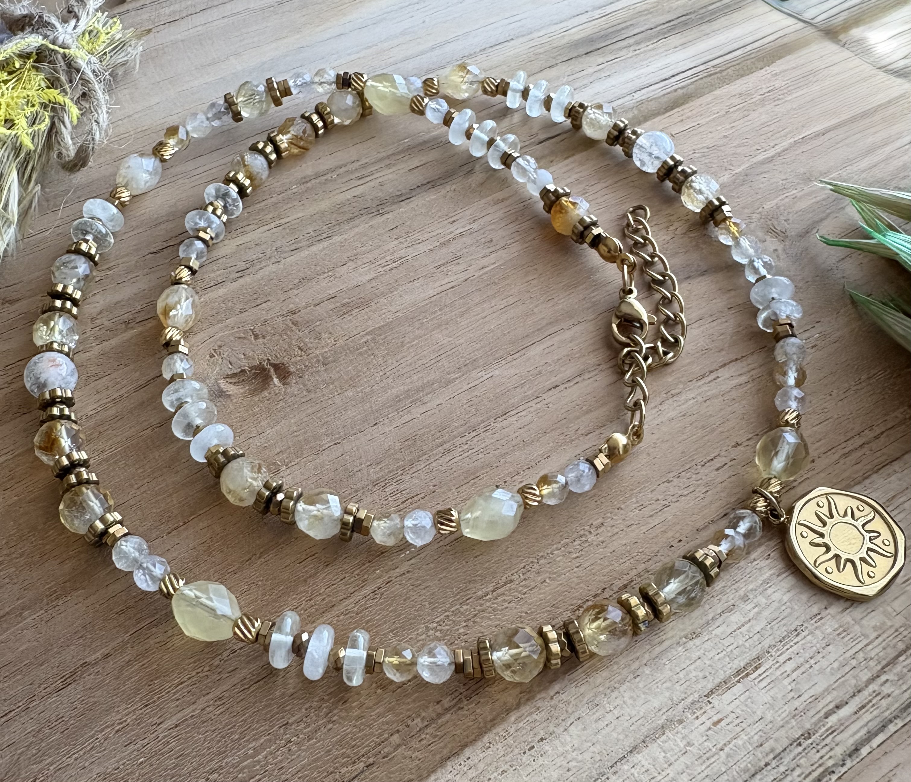 Naszyjnik Mademoiselle Jaune /cytryn/ fluoryt/ hematyt