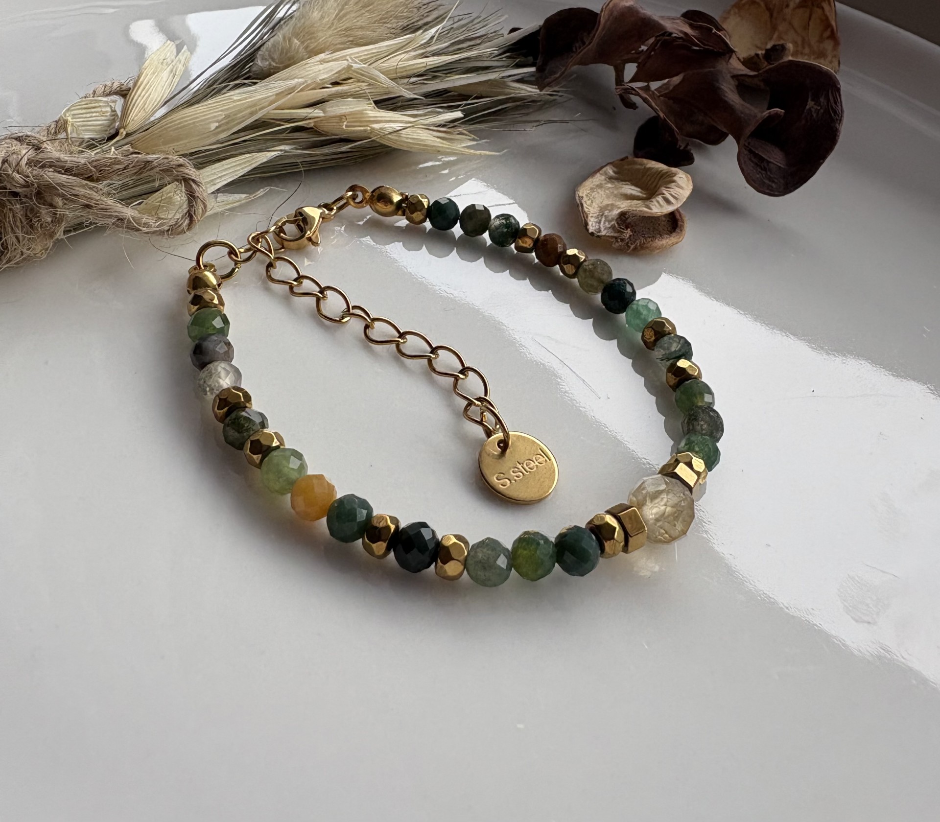 Bransoletka agat indyjski/cytryn - Leonie