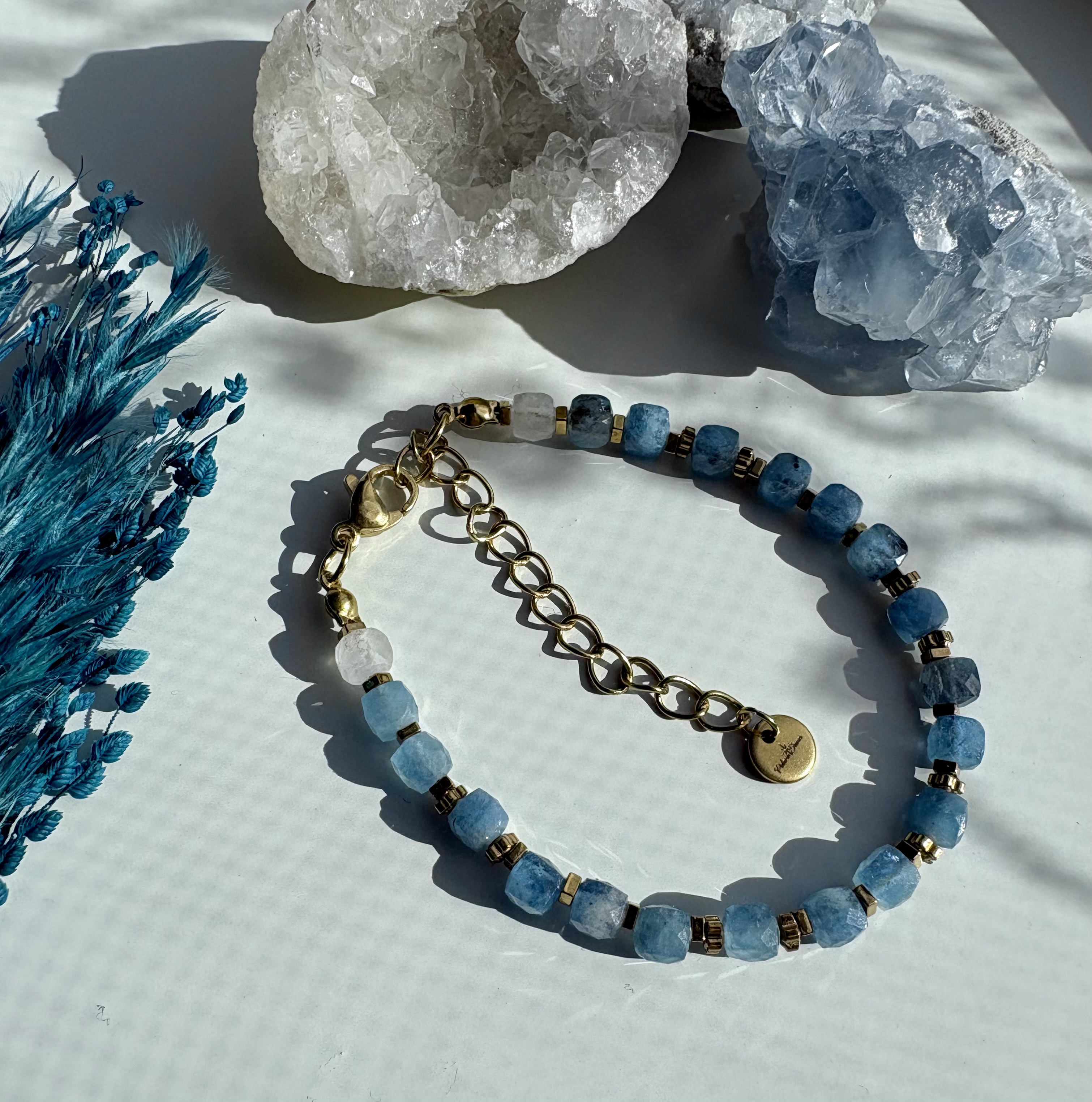 Bransoletka Aqua Glass/akwamaryn/hematyt