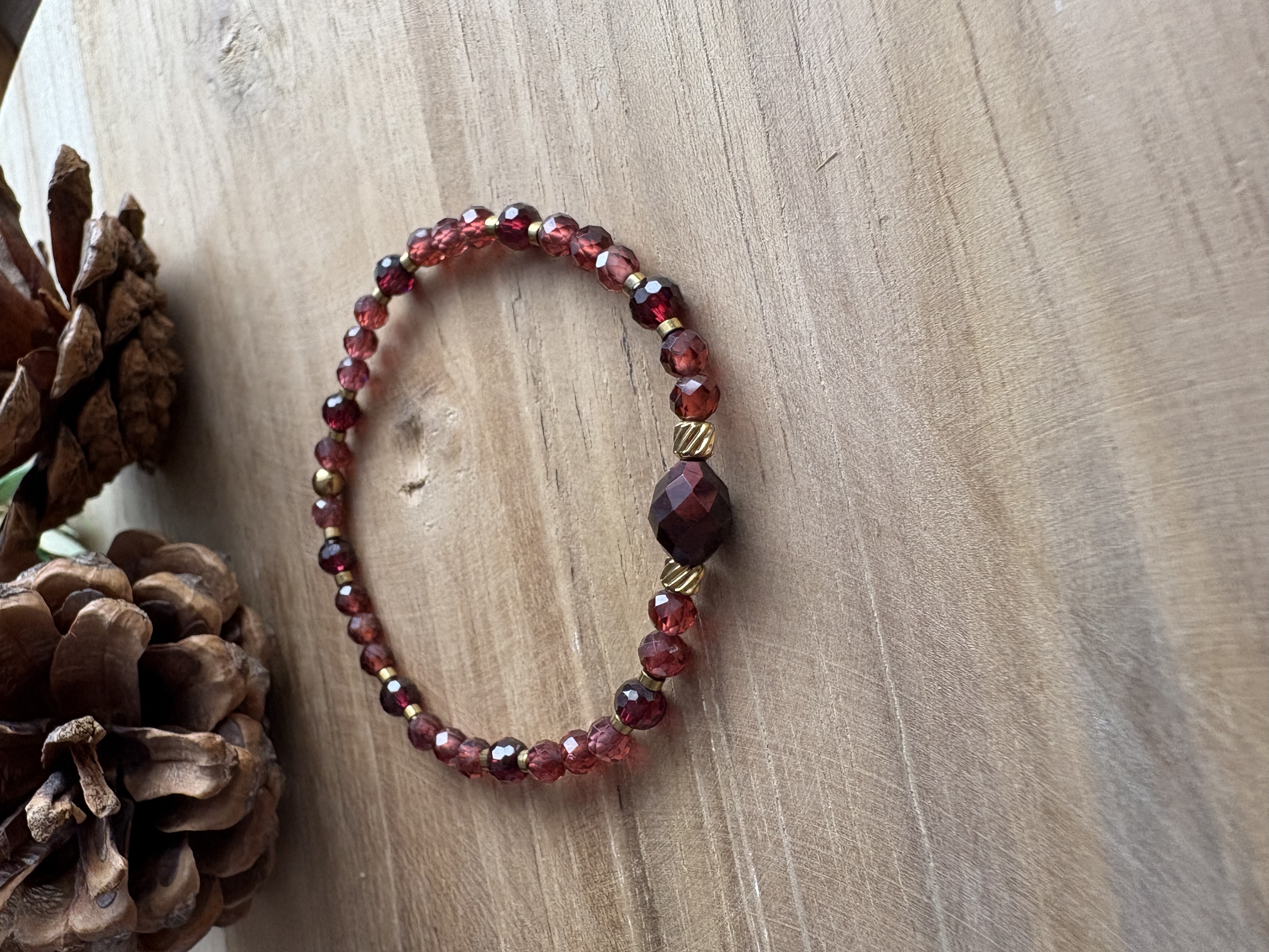 Bransoletka almandyn/tygrysie oko/granat