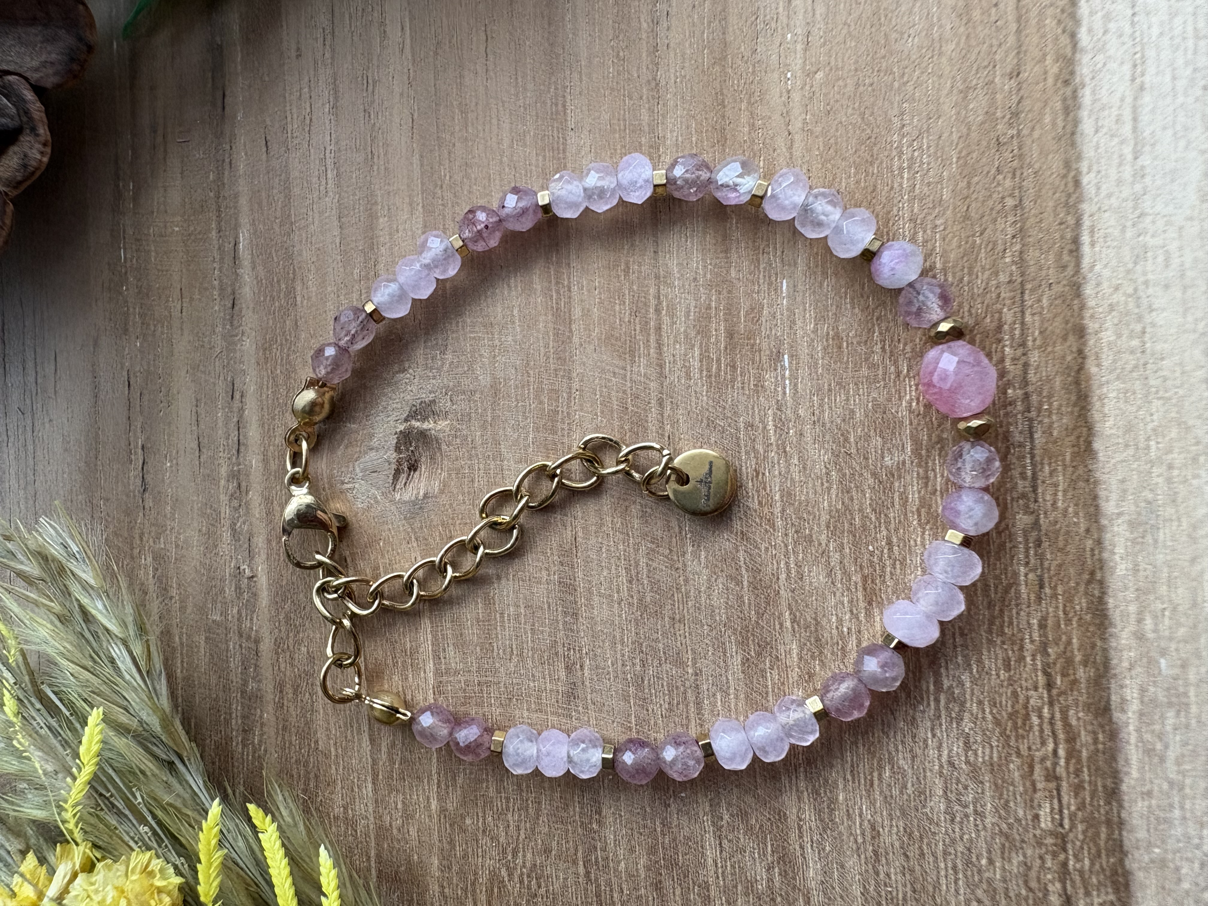 Bransoletka Soft Rose /kwarc różowy/truskawkowy/turmalin/hematyt
