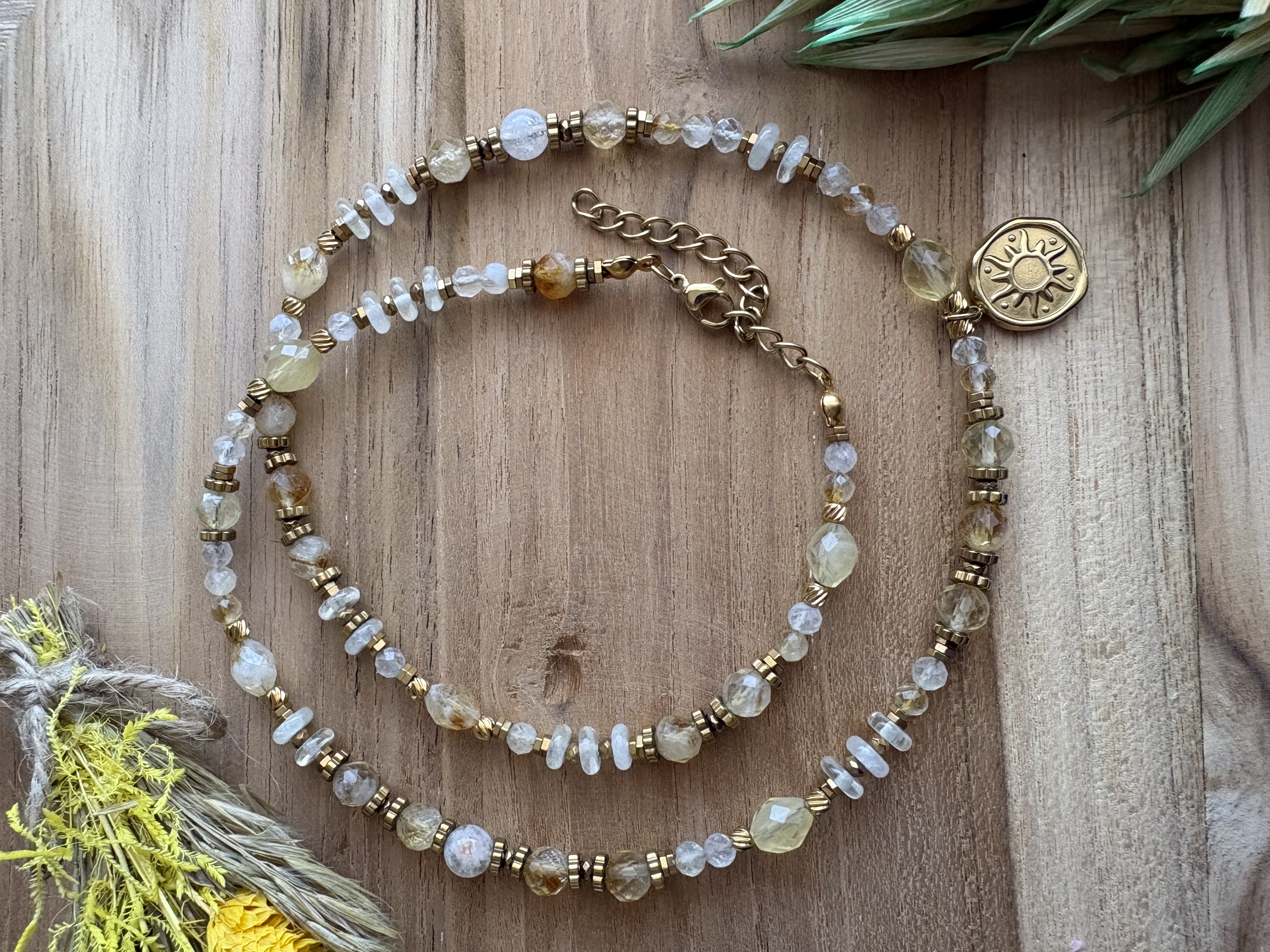 Naszyjnik Mademoiselle Jaune /cytryn/ fluoryt/ hematyt