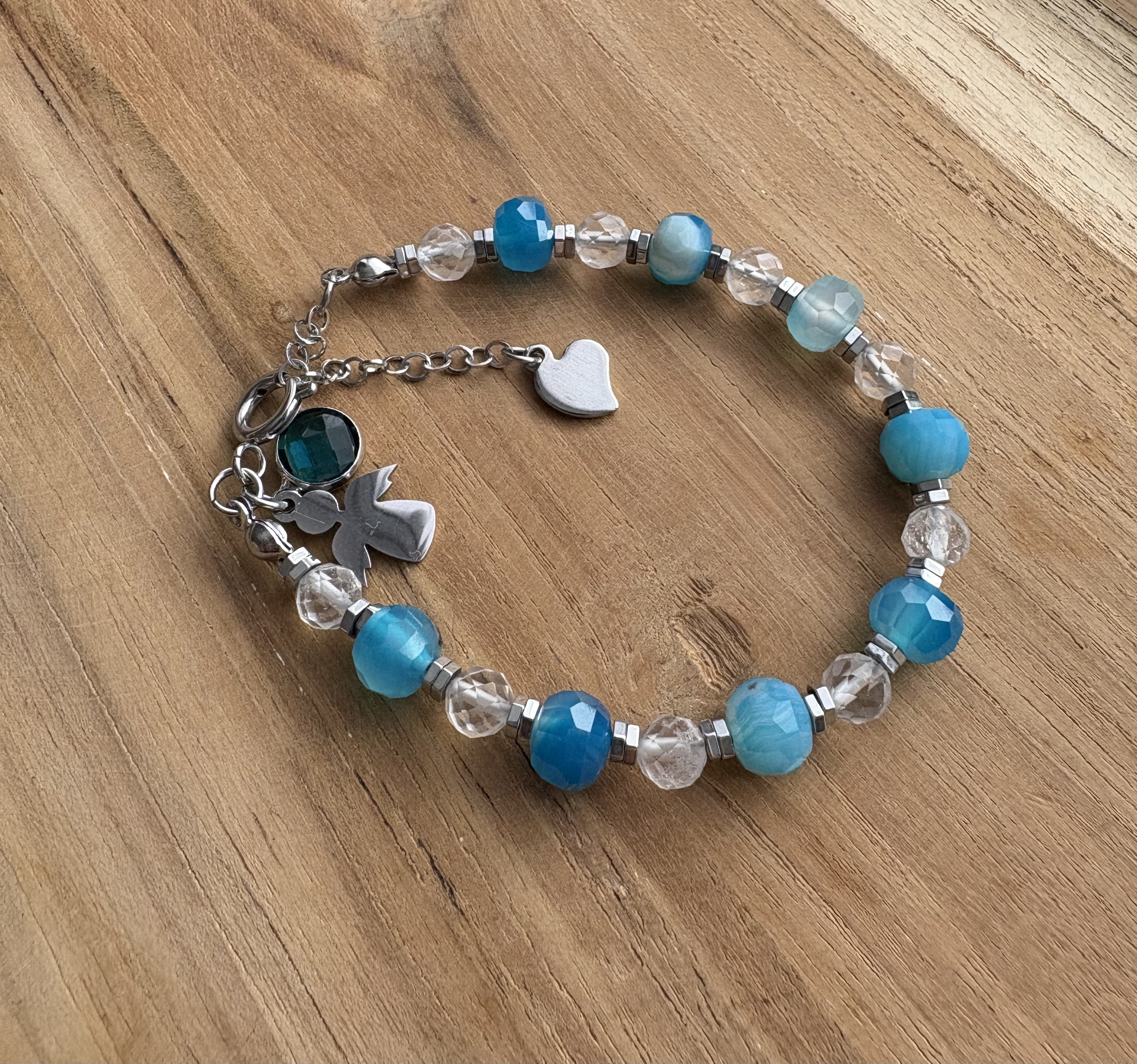 Bransoletka Angelic peace/ agat/ kryształ górski/ hematyt