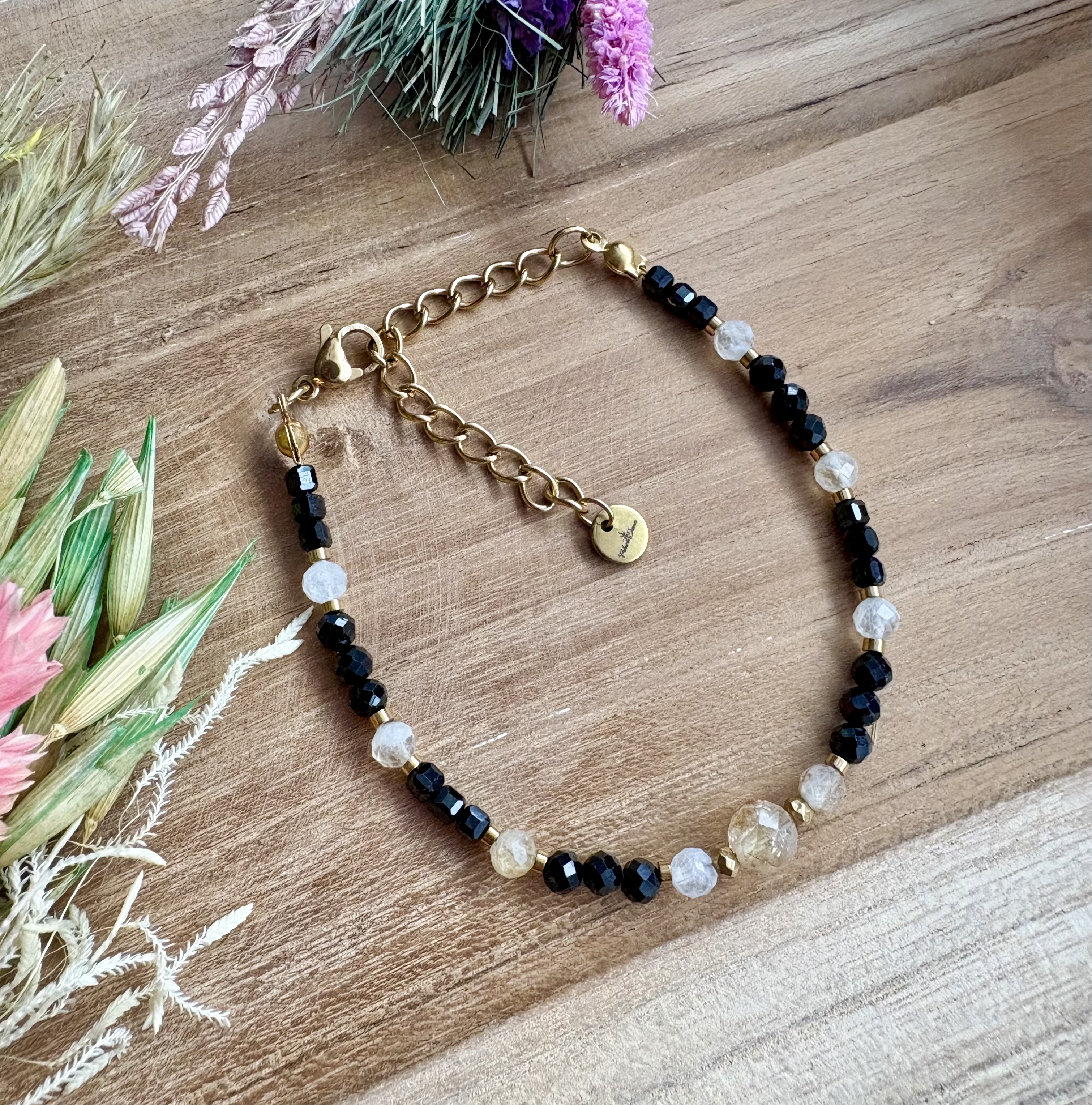 Bransoletka Honey Bee/cytryn/spinel/turmalin/hematyt