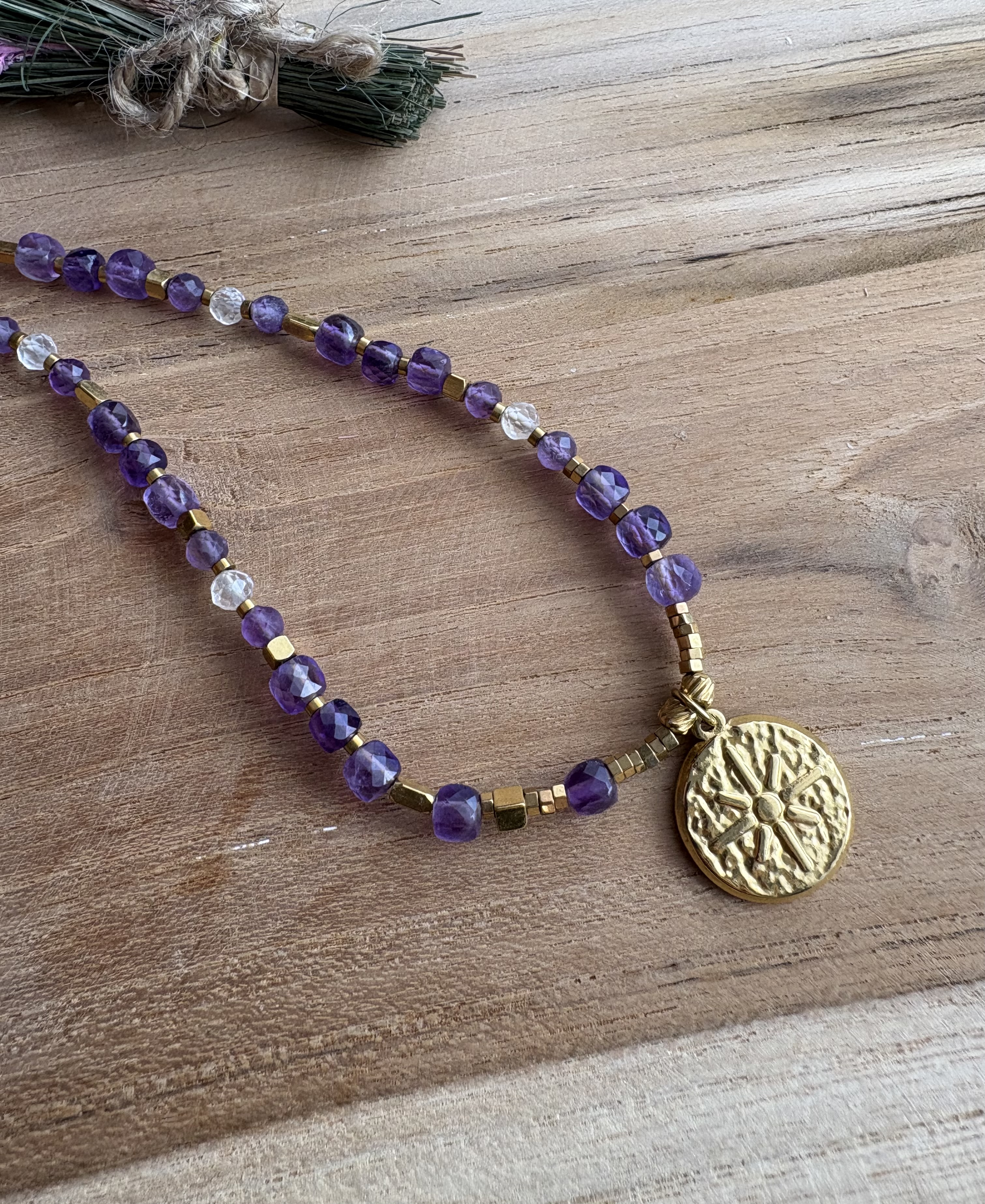 Naszyjnik Majestic Amethyst Polaria/ametyst/kryształ górski/hematyt