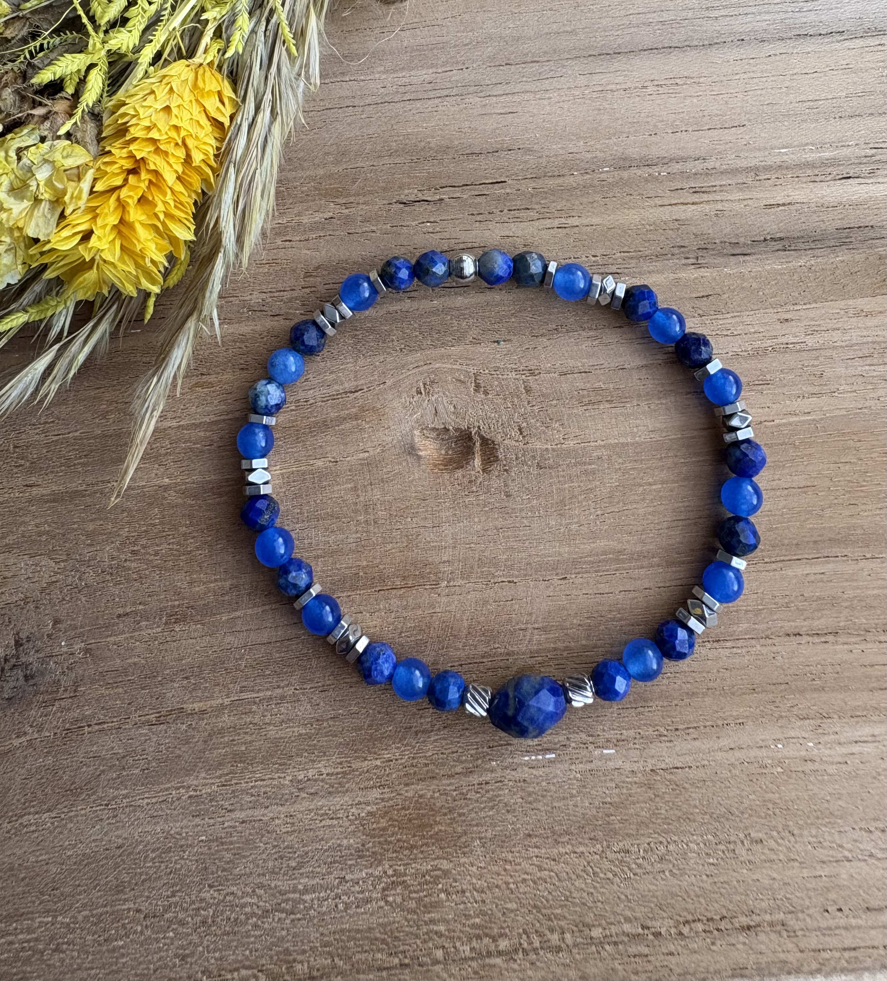 Bransoletka Lazuria/ lapis lazuli/agat/hematyt