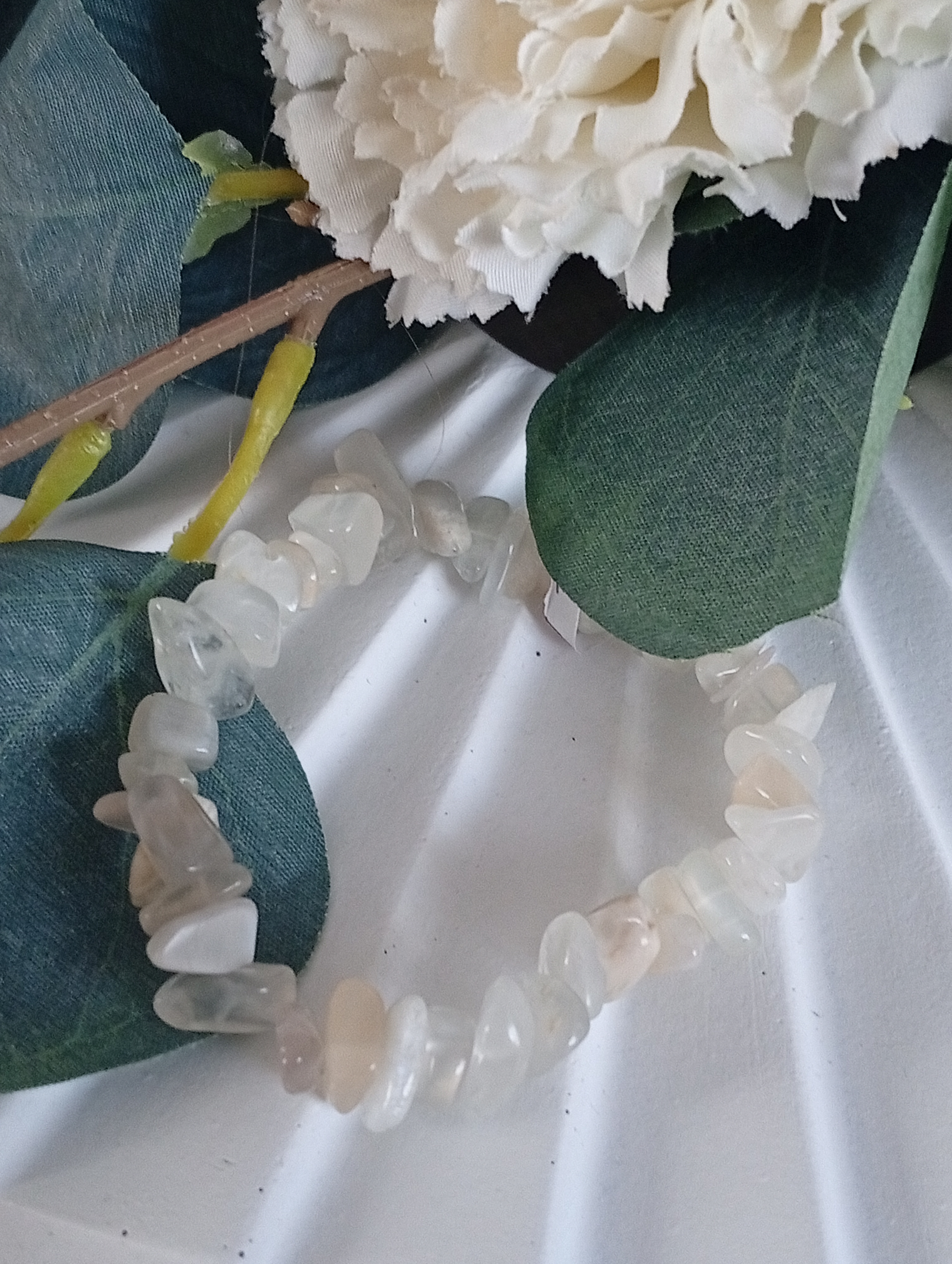 Bracelet chips Pierre de lune blanche