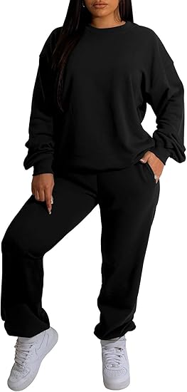 Women's two-piece sports suit, casual long sleeved pullover, pocket jogging set