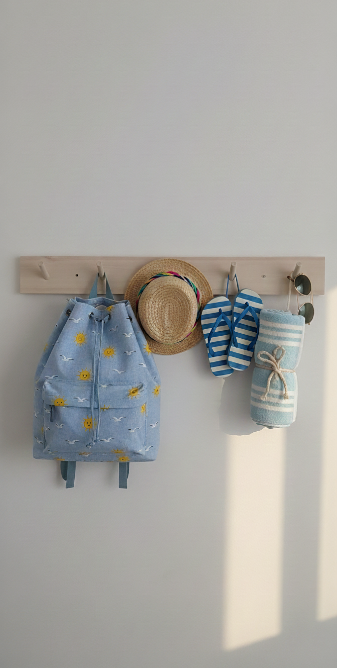 Perchero Lagom – 60 cm con 4 Colgantes en Madera Álamo