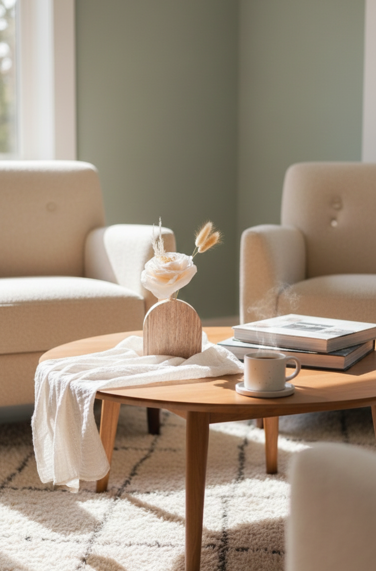 Florero Malva con Flores secas y Rosa de tela