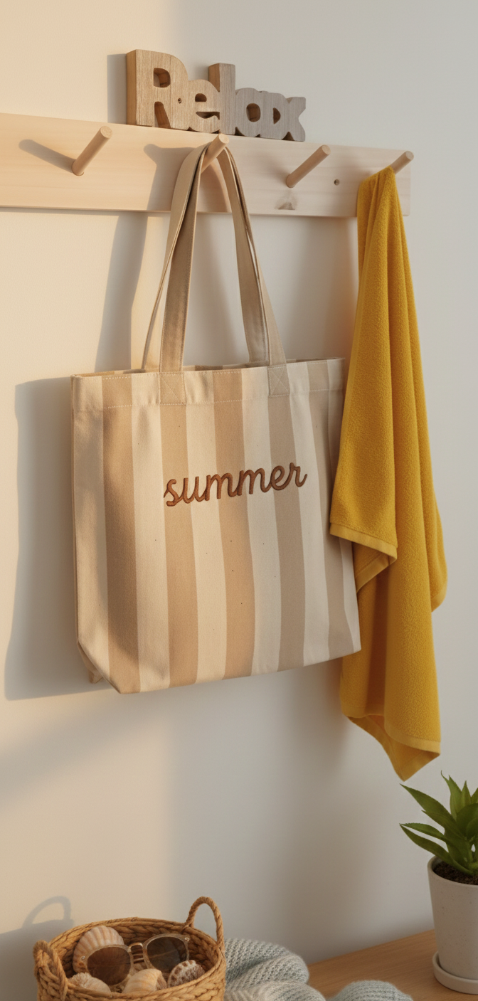 Perchero Lagom – 60 cm con 4 Colgantes en Madera Álamo