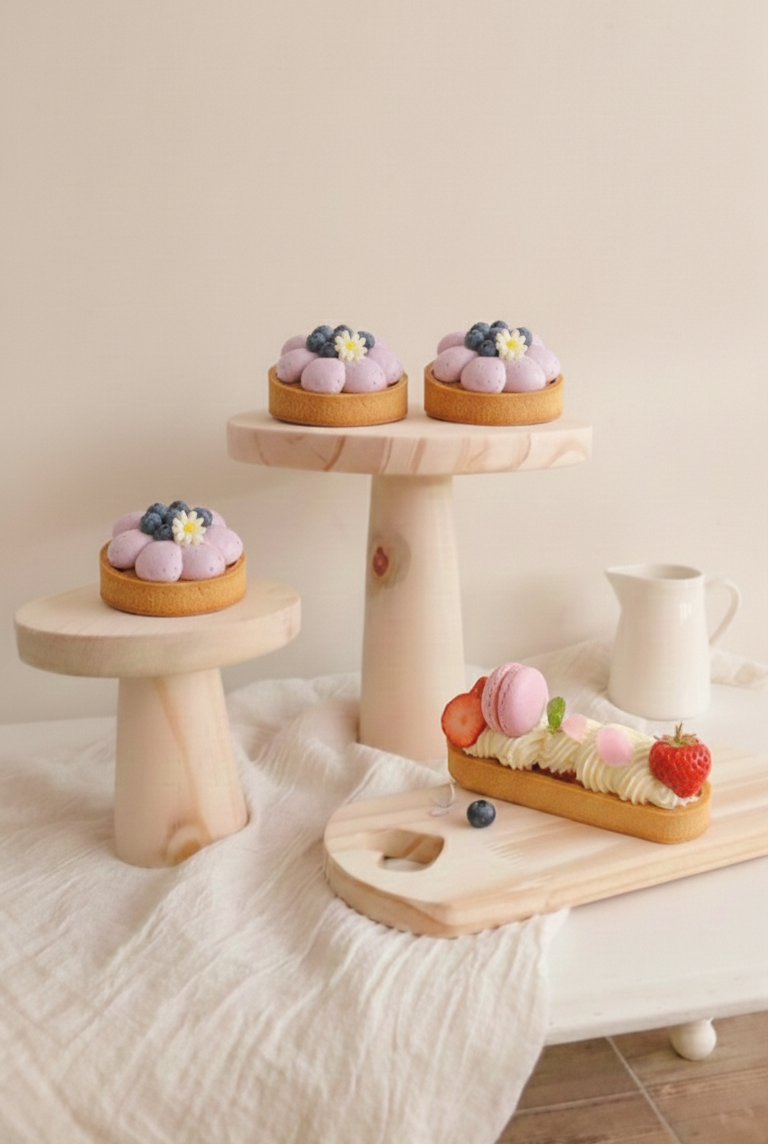 Pie de Torta en Madera de Eucalipto