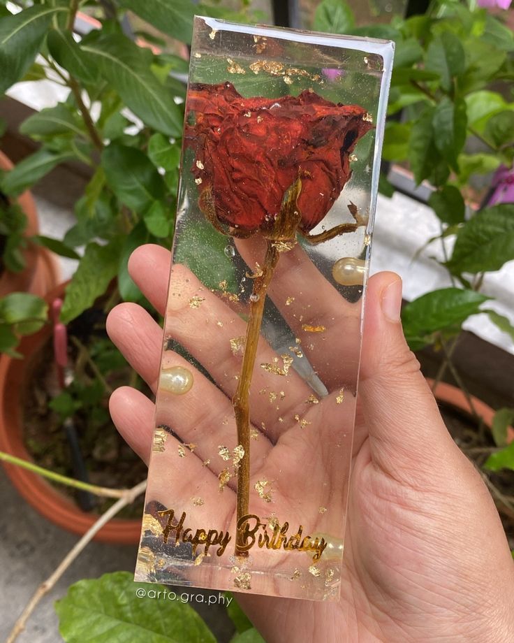 Preserved Rose Resin Block