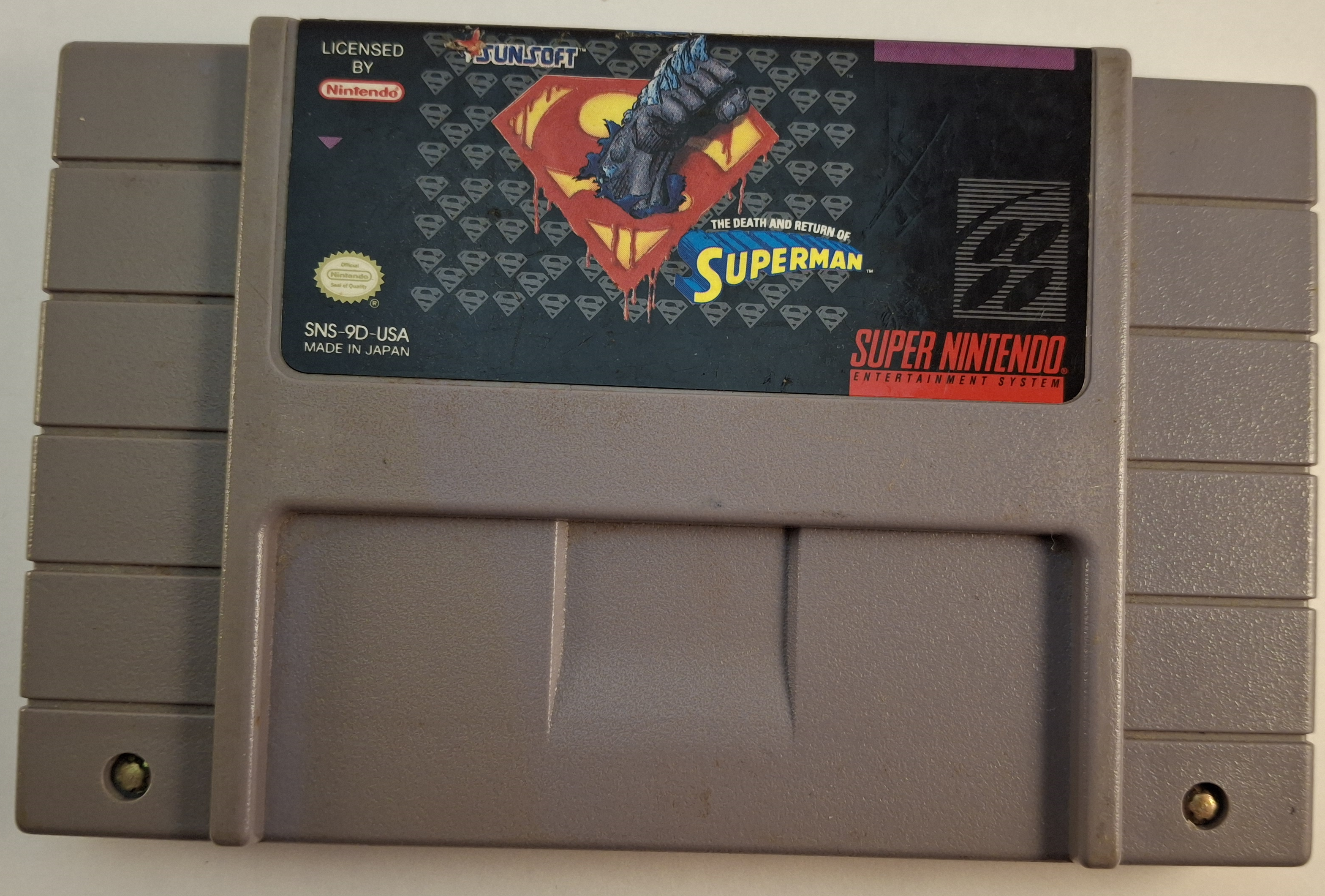 Superman: The Death and Return of Superman (Super Nintendo SNES Game Cartridge)