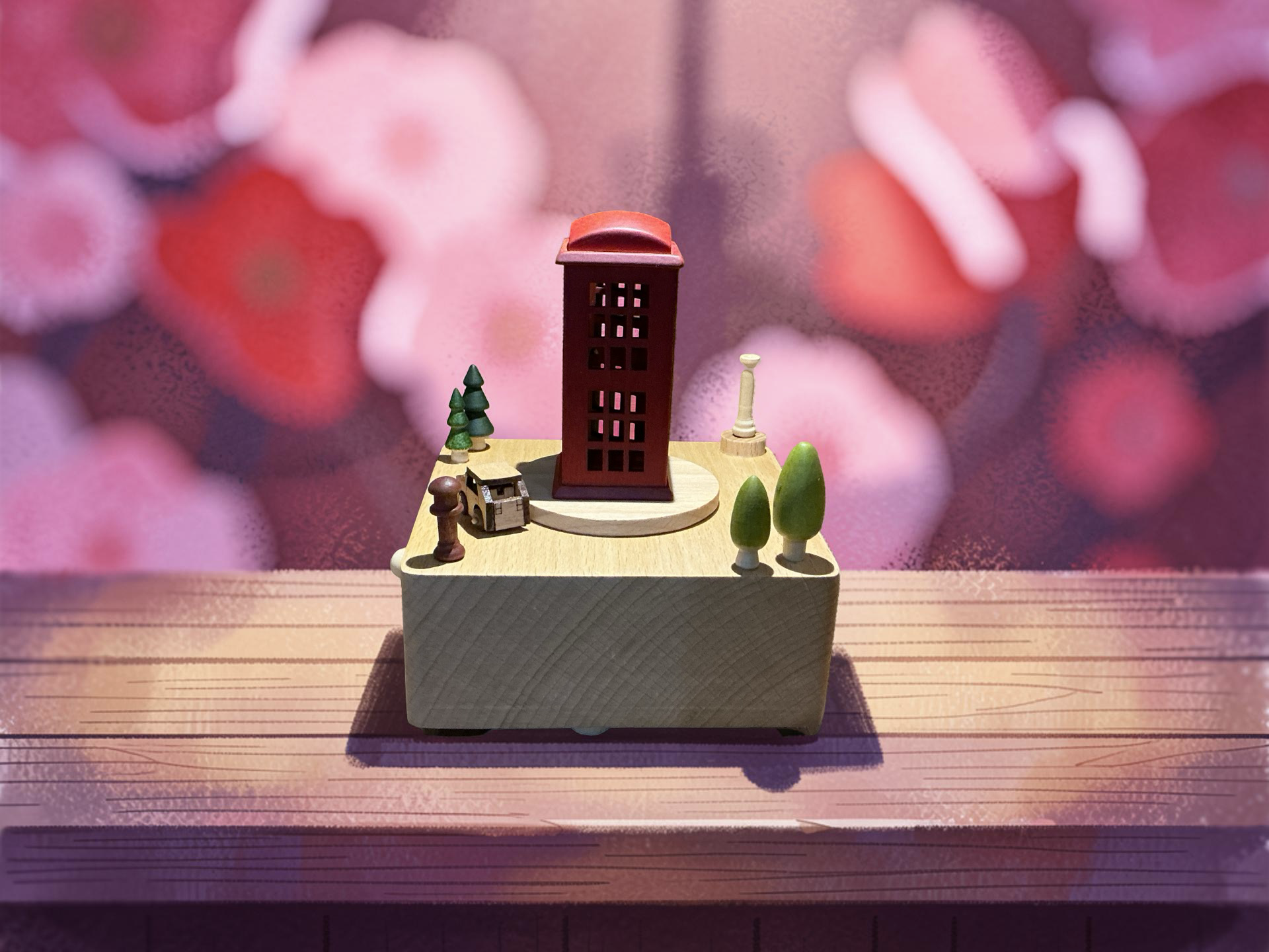 Cajita musical de cabina roja