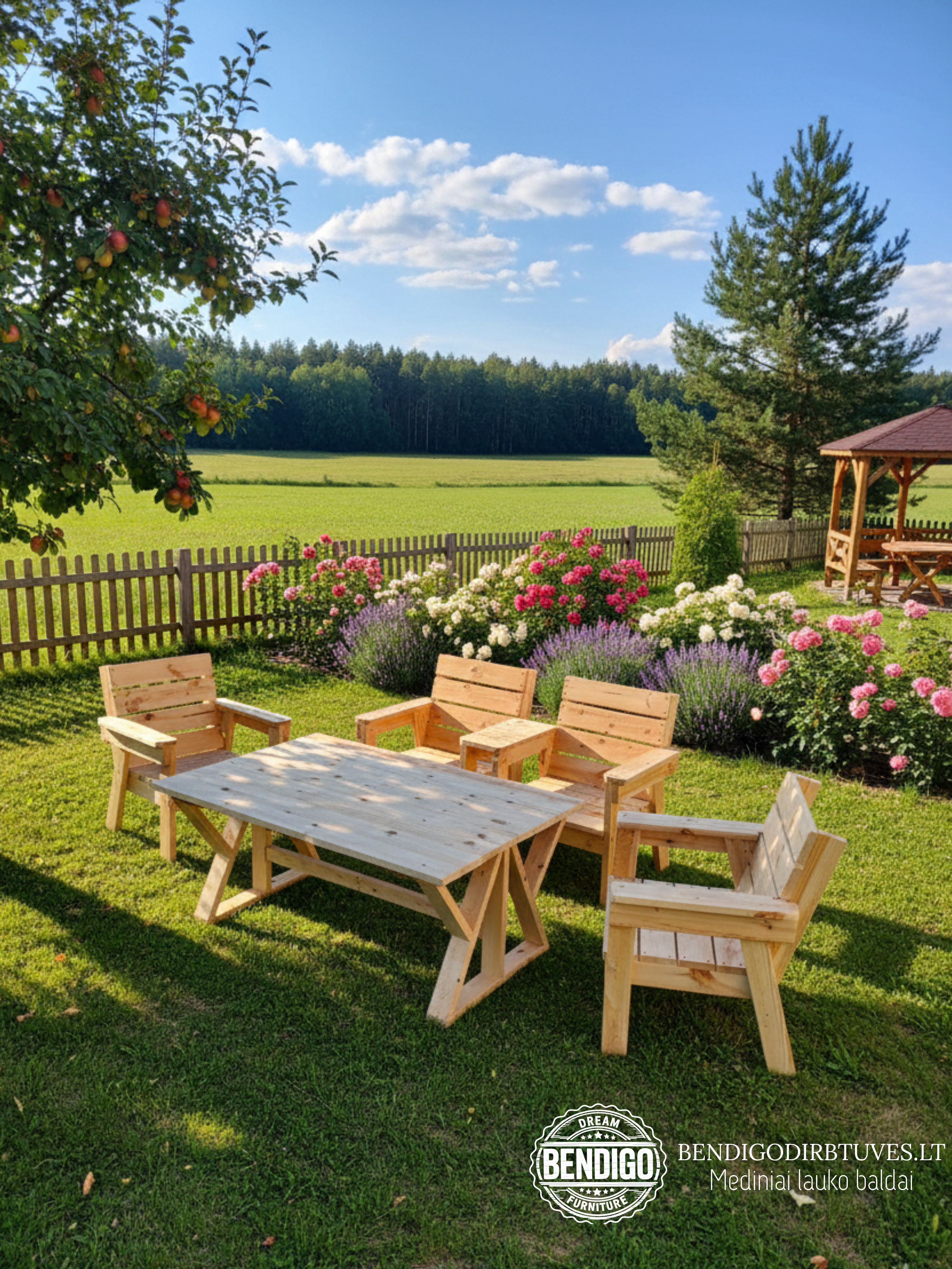 Medinis lauko baldų komplektas - SALVIA