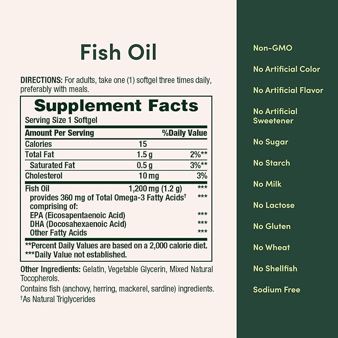 Fish Oil Omega 3 Supplements - Supports Heart Health