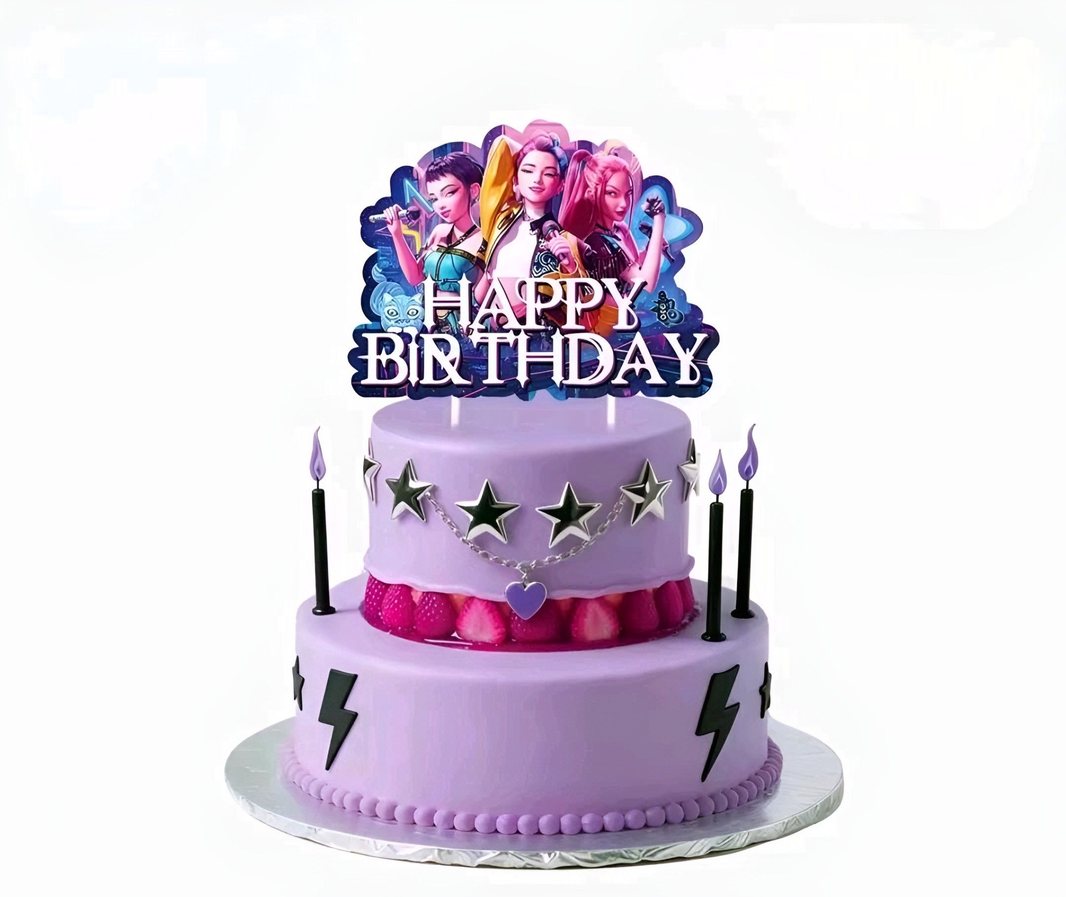 Décoration happy birthday K-pop demon hunter pour gâteau d'anniversaire