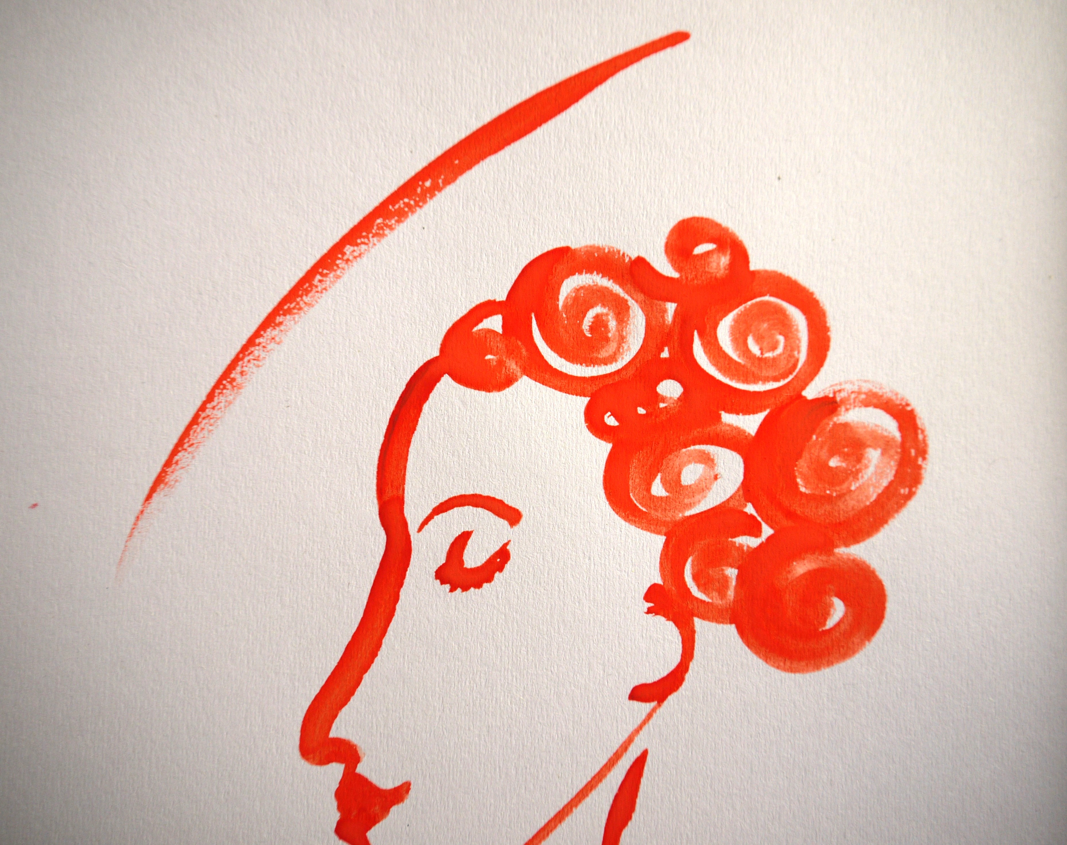 Watercolour vermilion portrait I