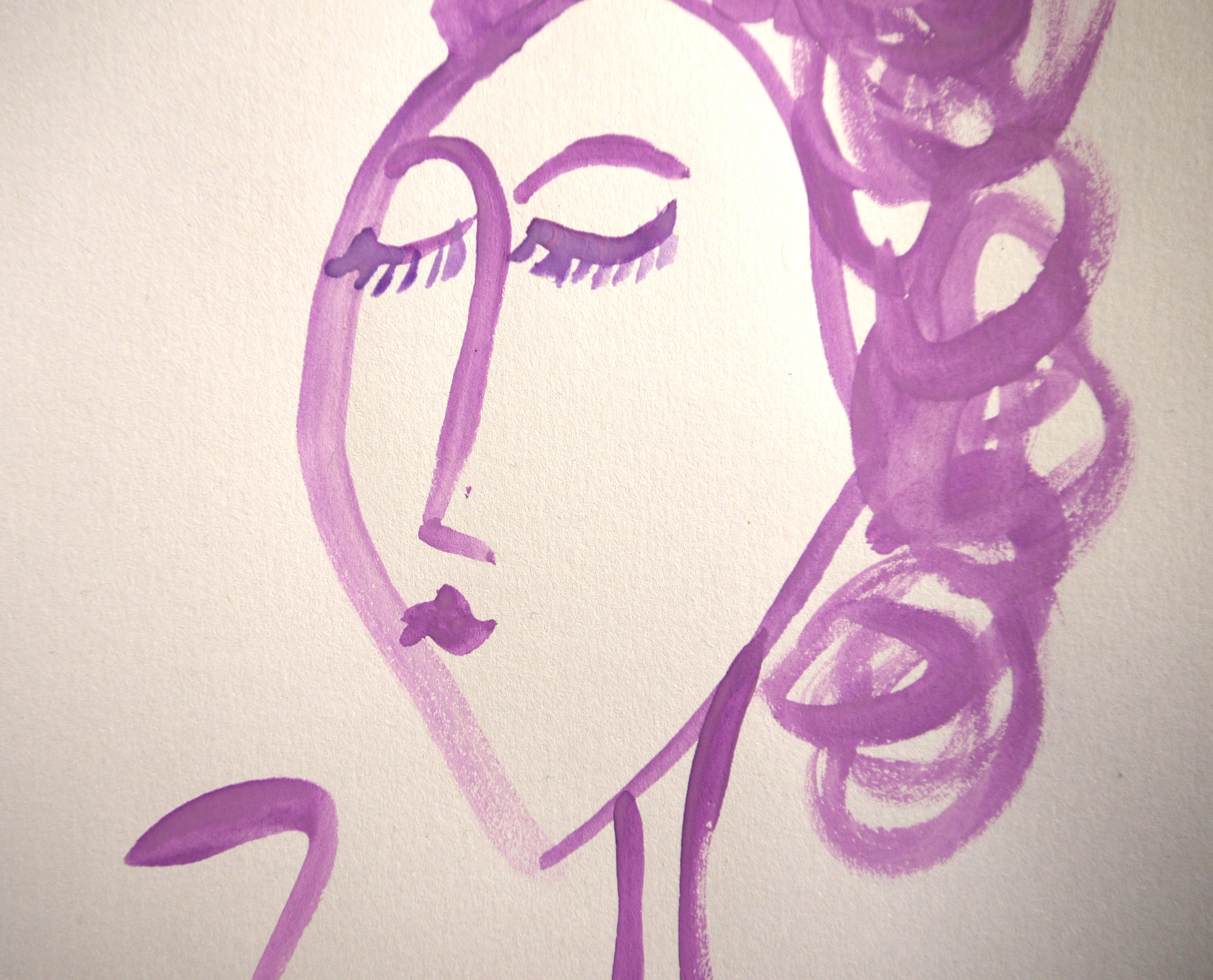 Watercolour violet portrait I