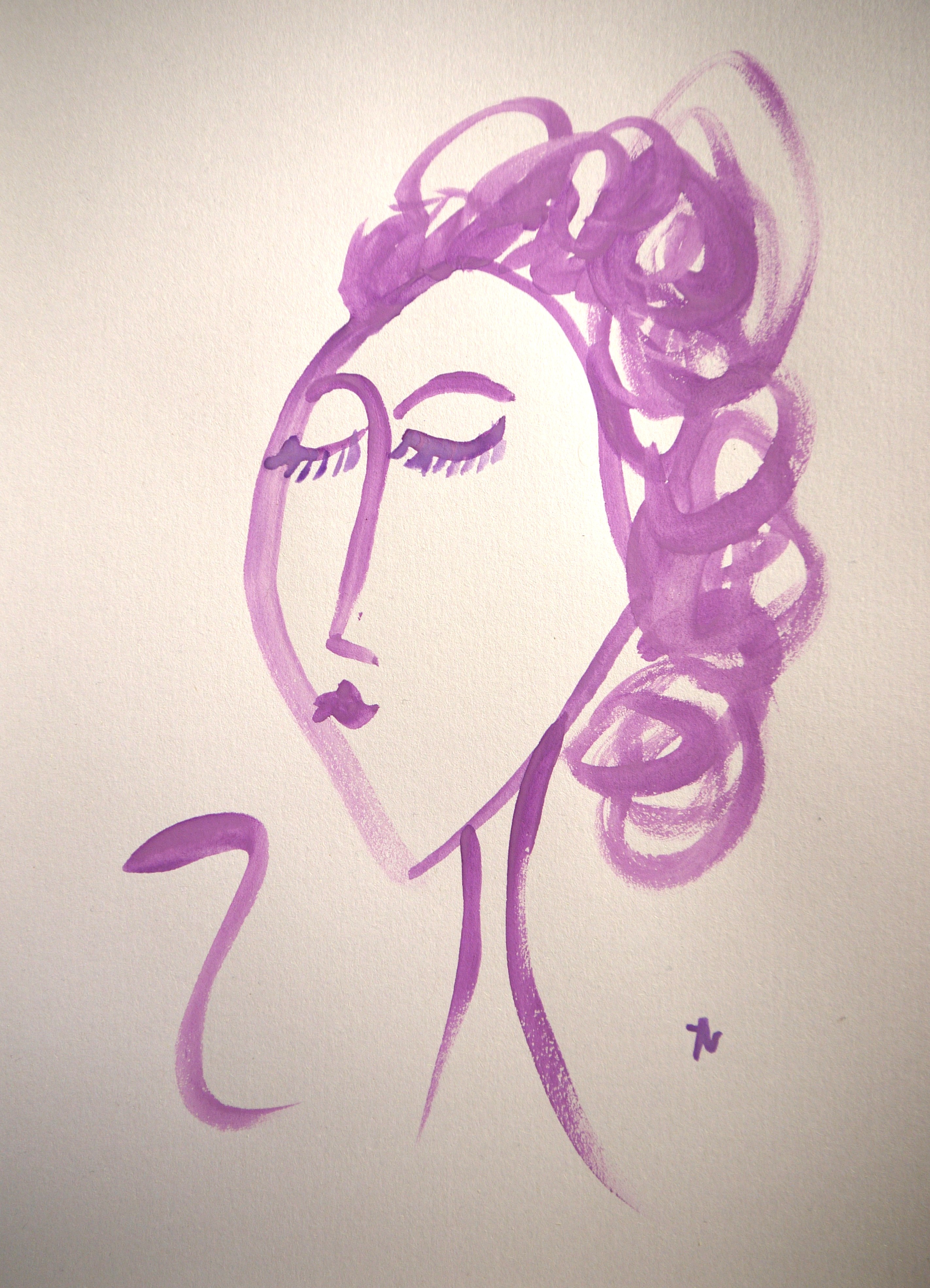 Watercolour violet portrait I