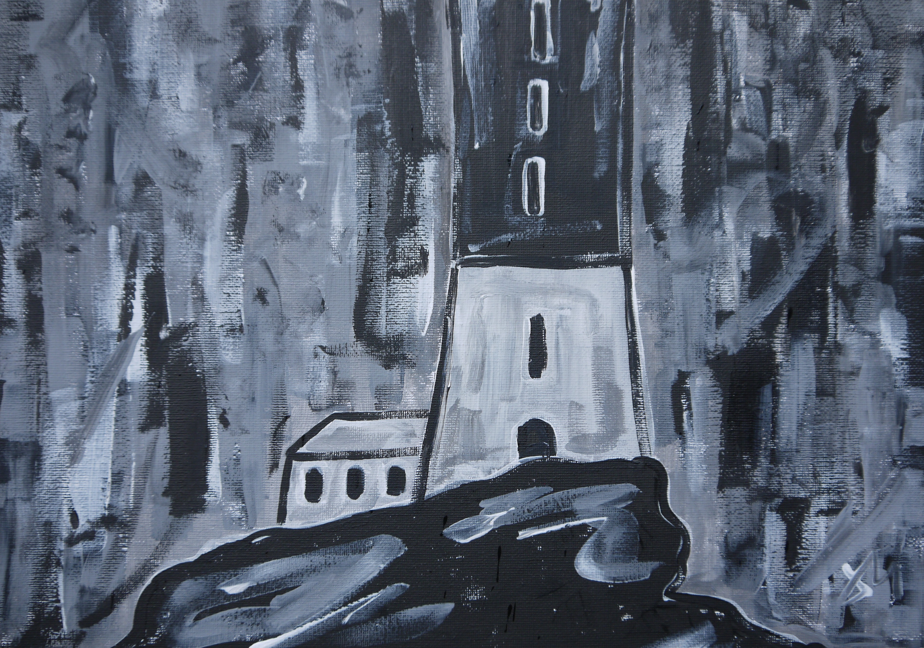 Stormy lighthouse at night