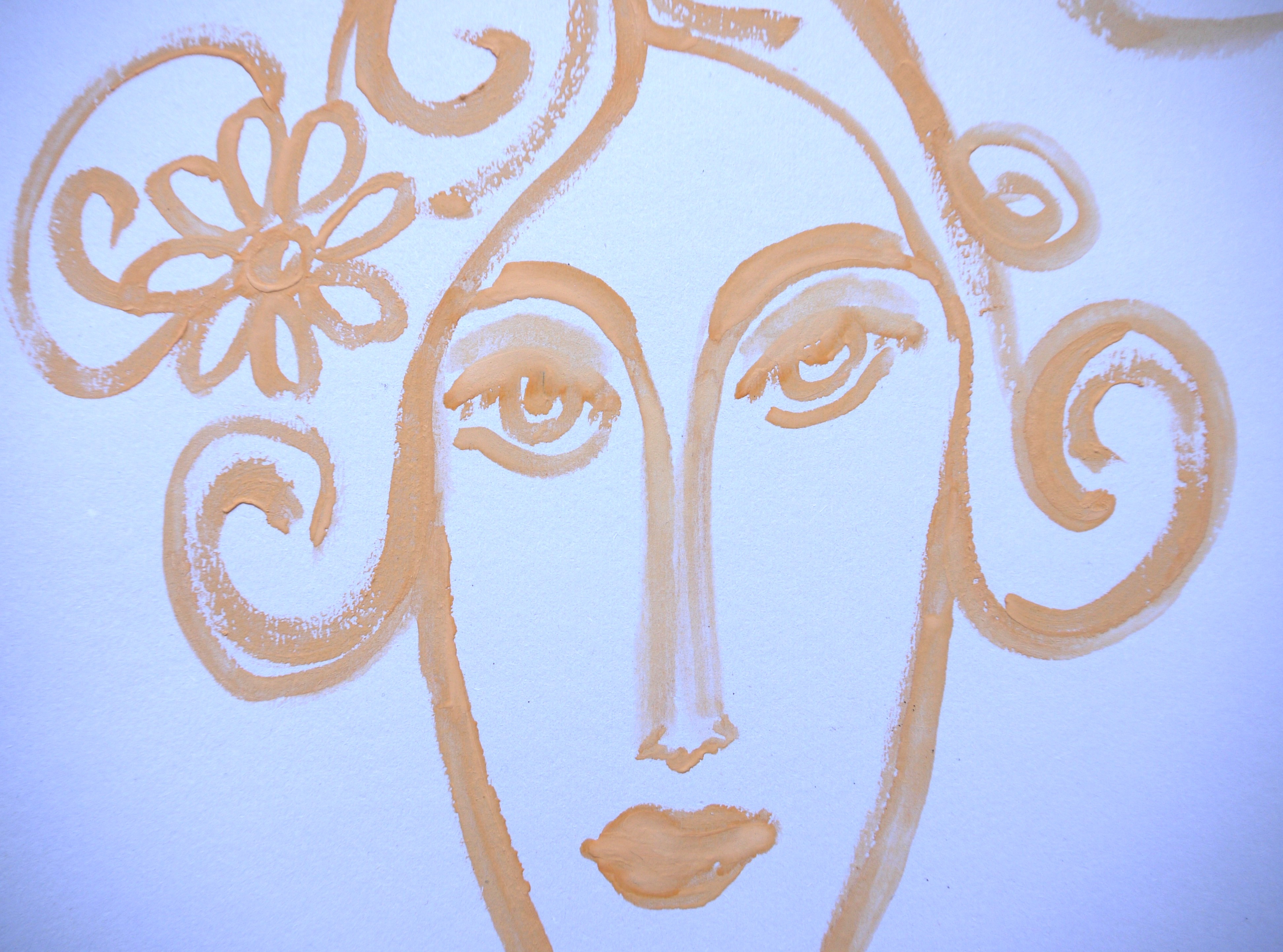 Watercolour ochre-peach portrait I