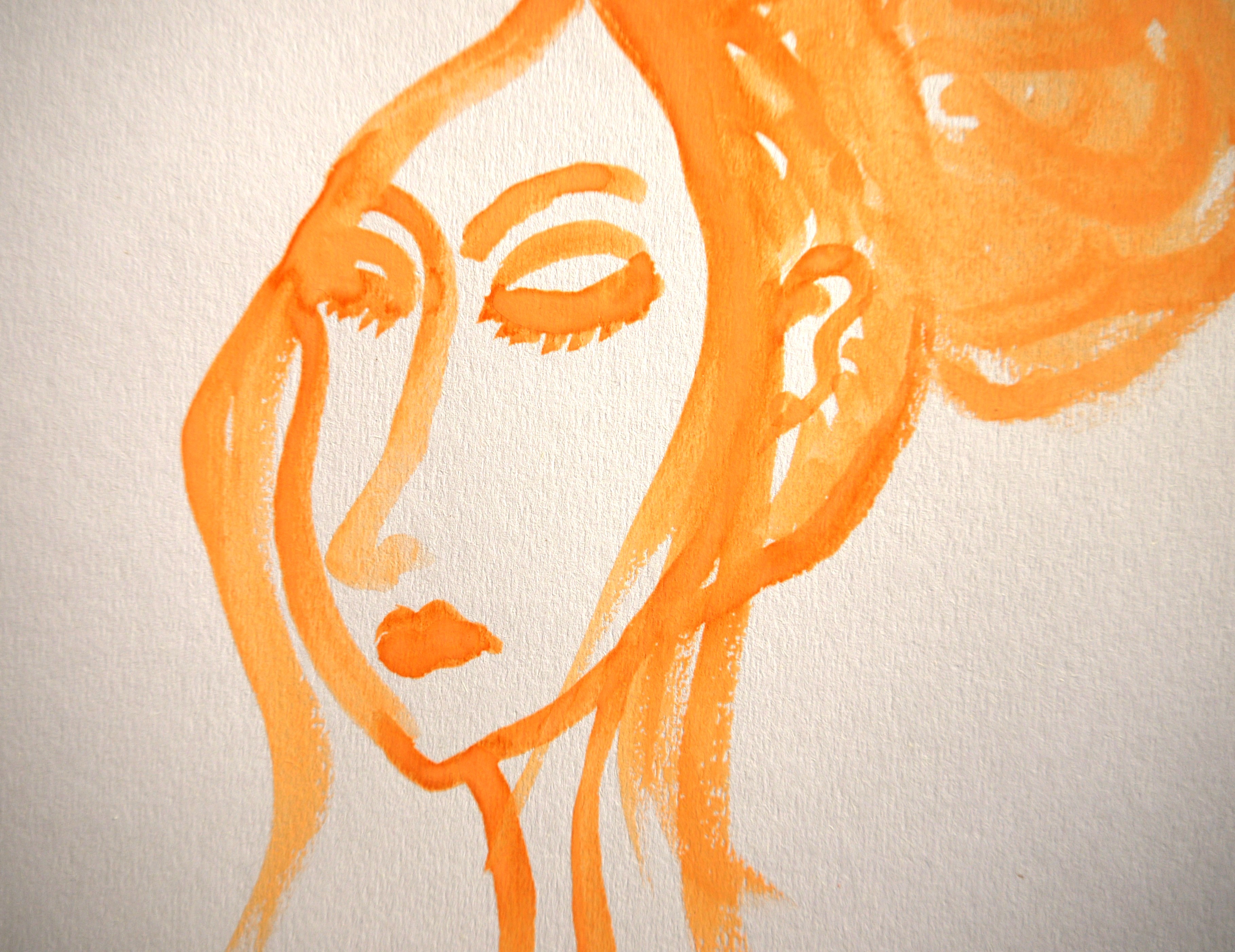 Watercolour amber portrait I