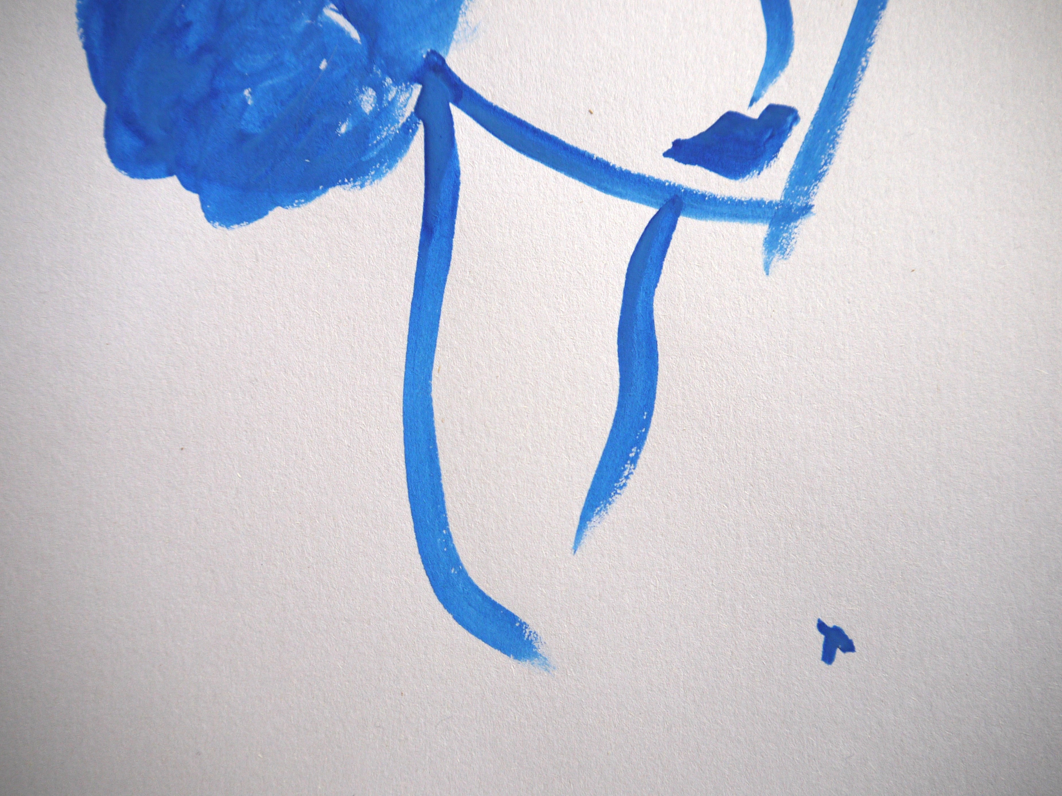 Watercolour cerulean blue portrait I
